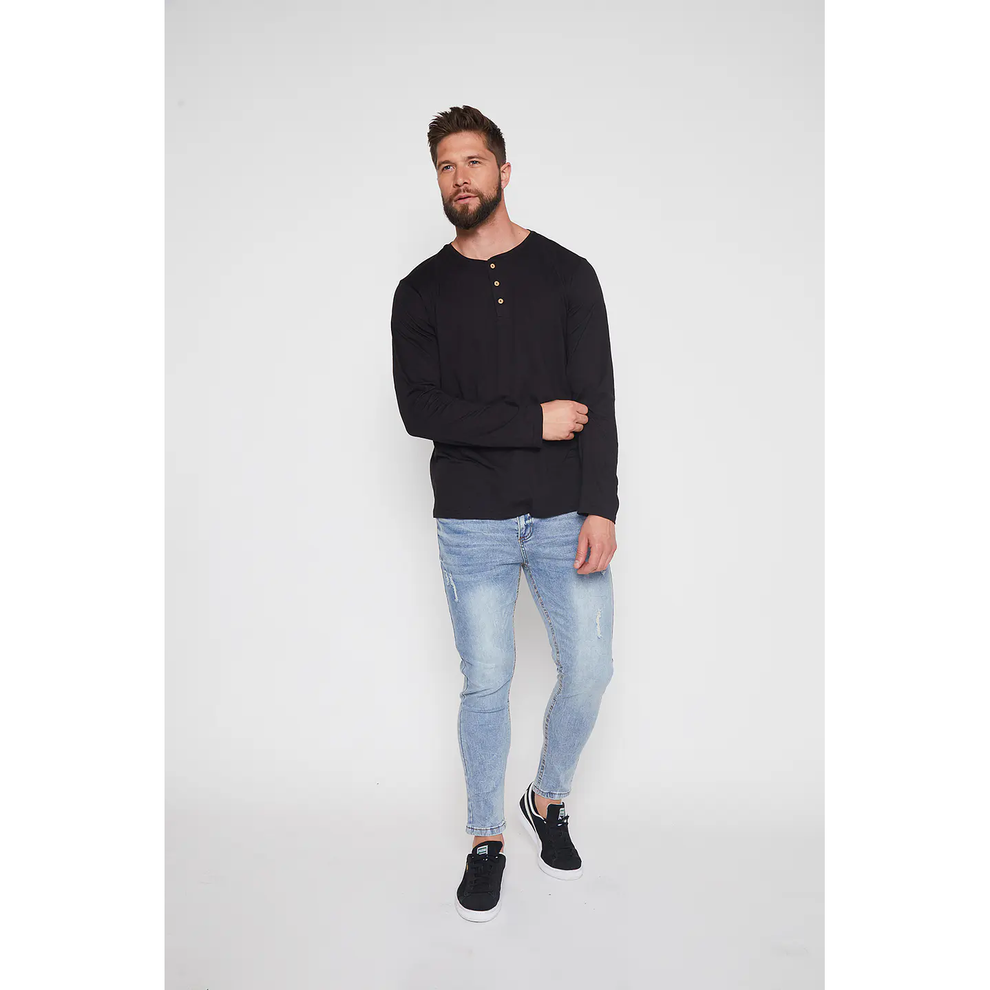 Polera Hombre Negro Botones Family Shop 4