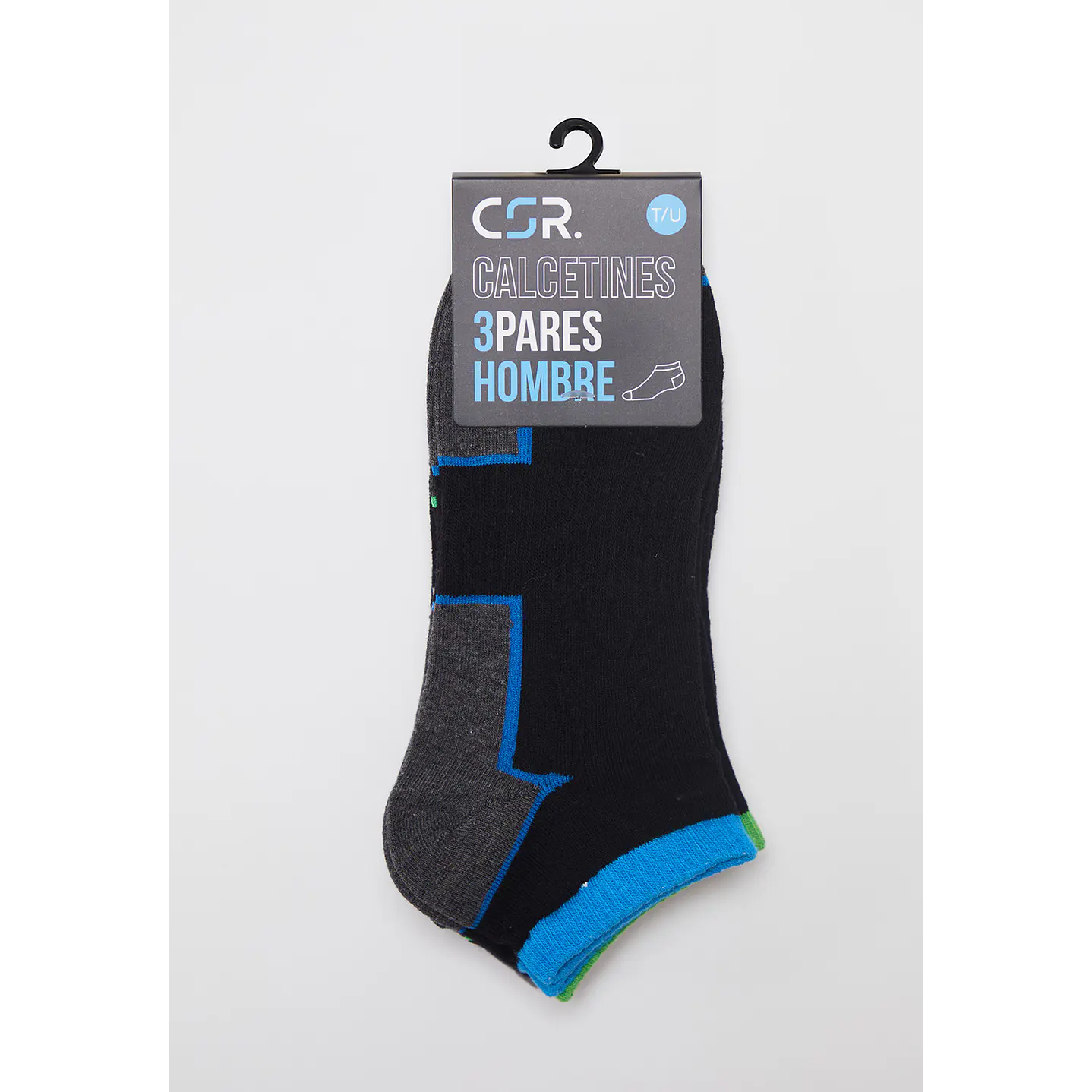 Calcetín 3 Pares Hombre Negro Líneas Family Shop 2