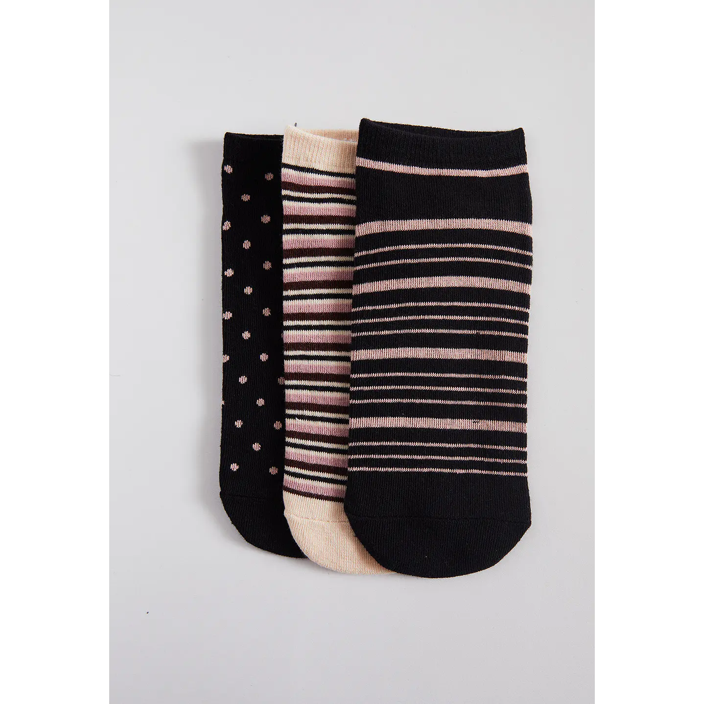 Calcetín 3 Pares Mujer Negro Corto Lineal Family Shop 1