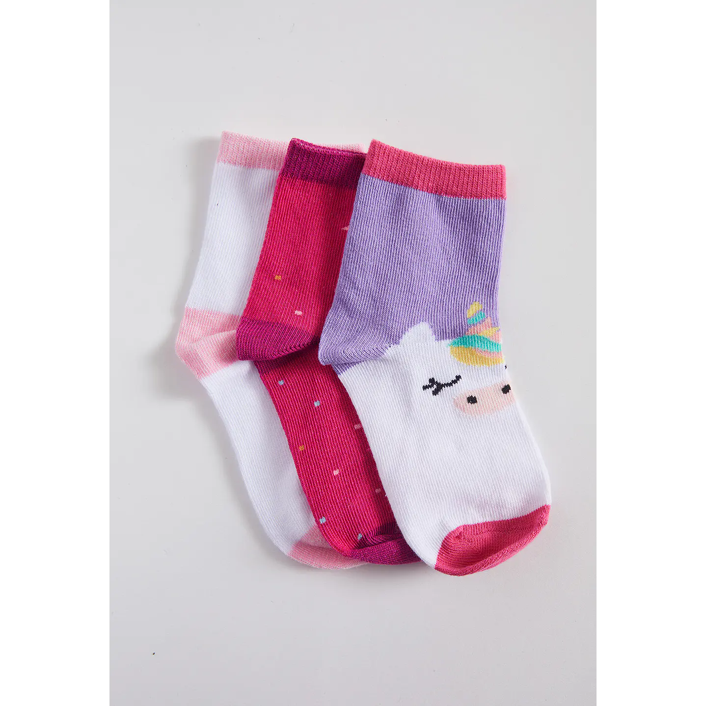 Calcetín 3 Pares Niña Rosado Largo Unicornio Family Shop 1
