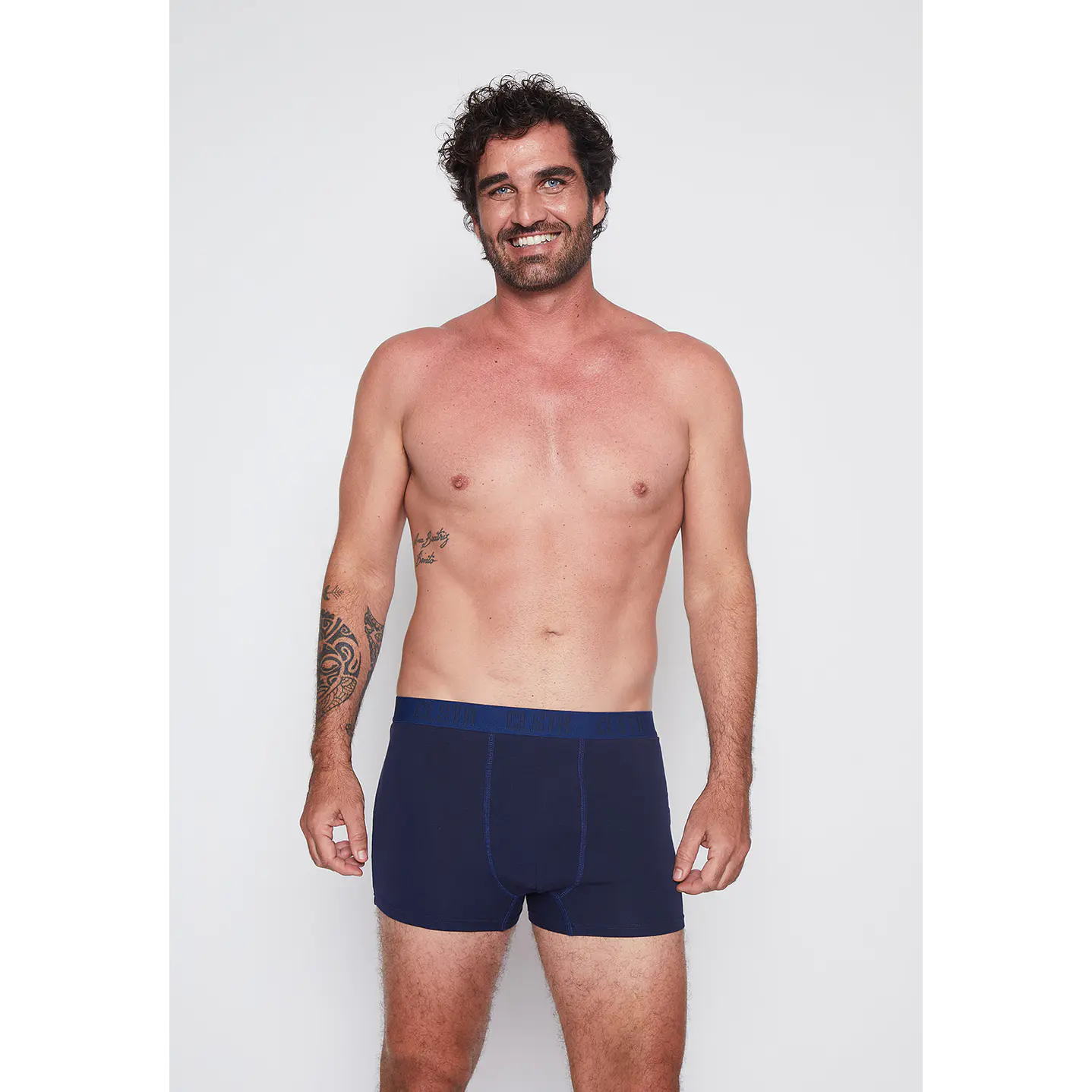 Boxer 2 Pares Hombre Azul  Medio Liso Family Shop 4