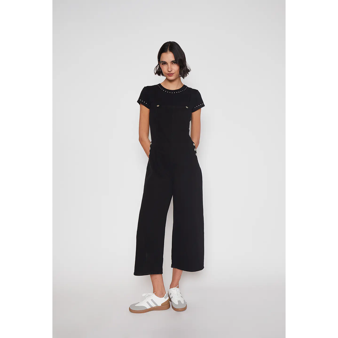 Jardinera Wide Leg Mujer Negro Familyshop 4