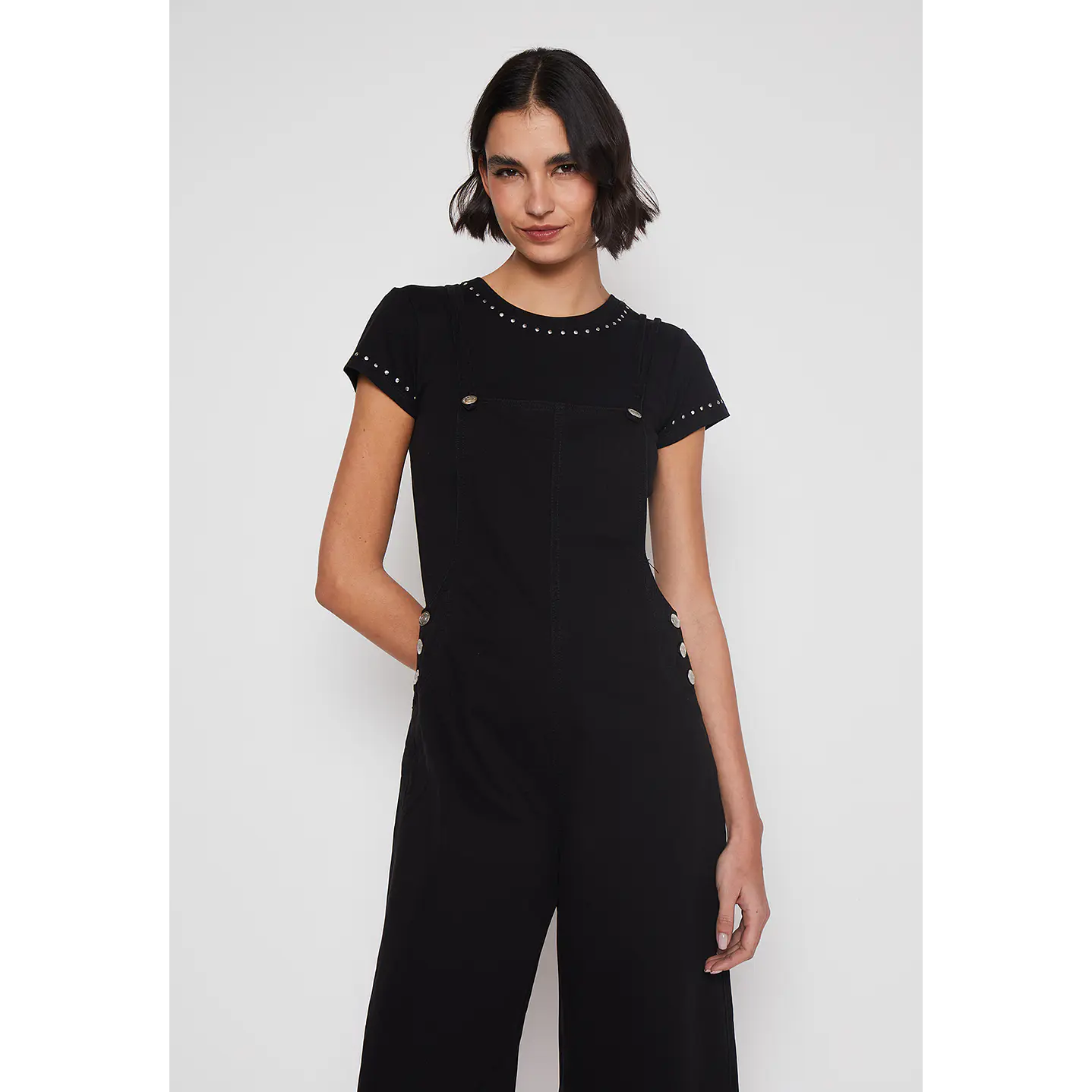Jardinera Wide Leg Mujer Negro Familyshop 1
