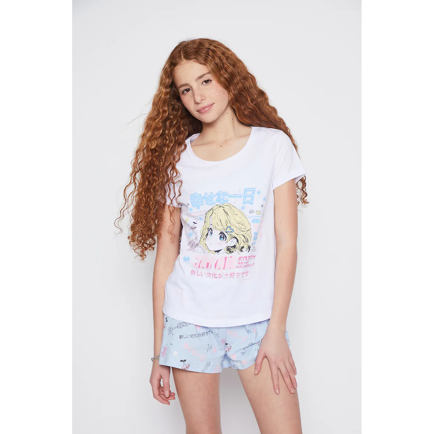 Pijama Corto Anime Blanco Familyshop 1