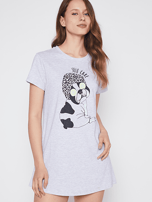 Pijama Corto Self Care Mujer Gris Familyshop