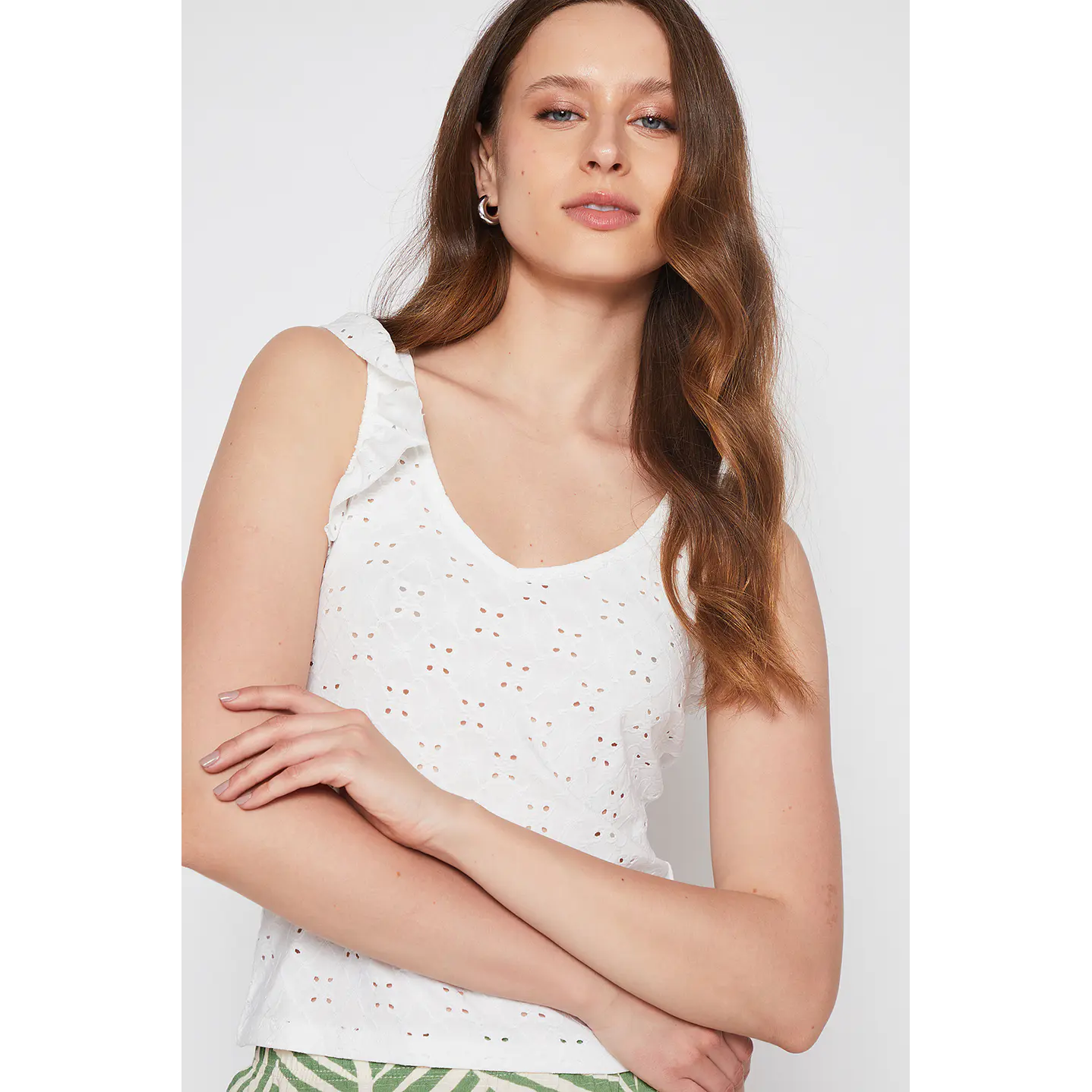 Polera Mujer Vuelos Broderie Crudo Familyshop 3