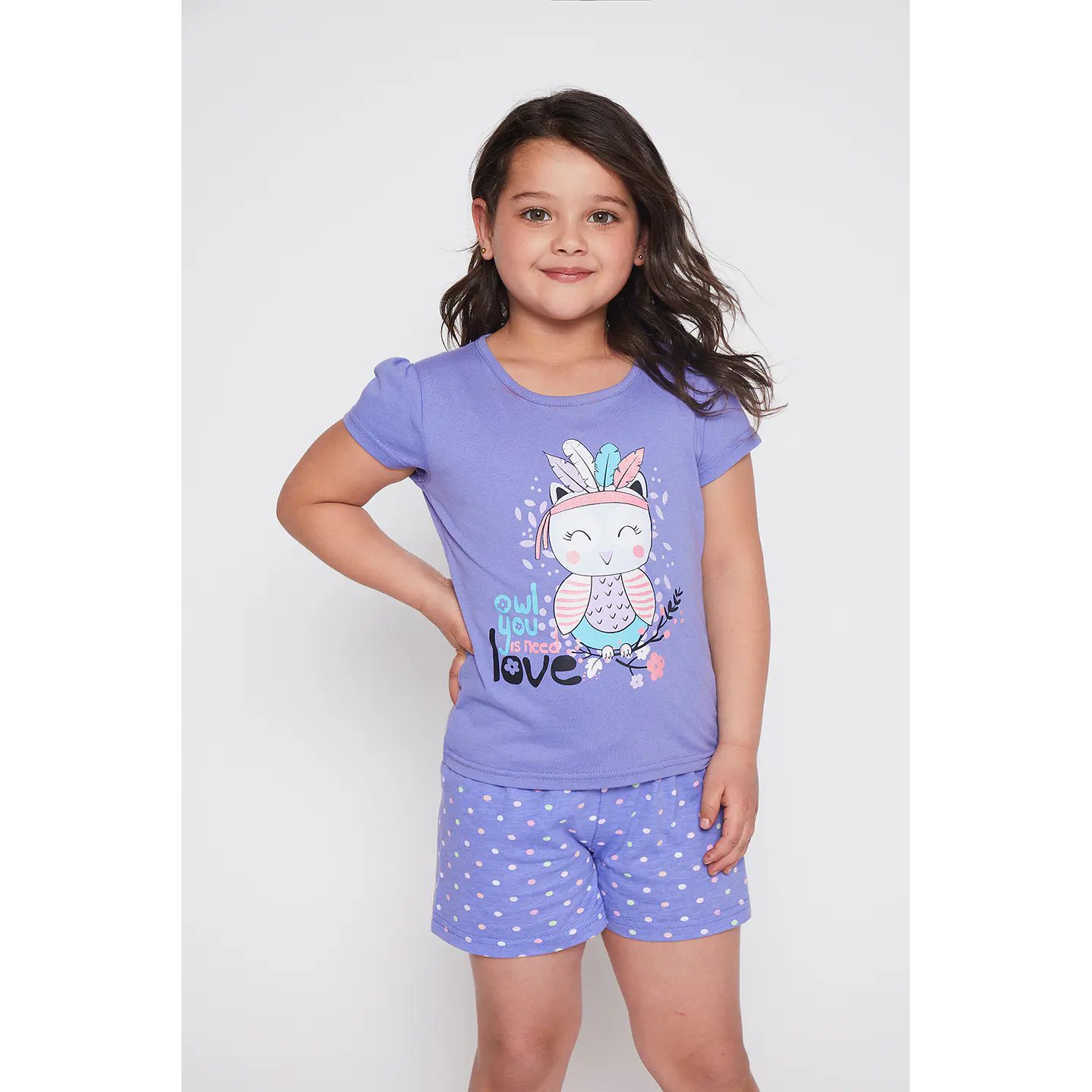 Pijama Corto Unicornio Niña Morado Familyshop 3