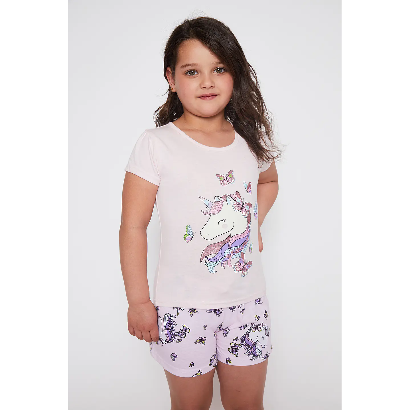 Pijama Corto Unicornio Niña Rosado Familyshop 2