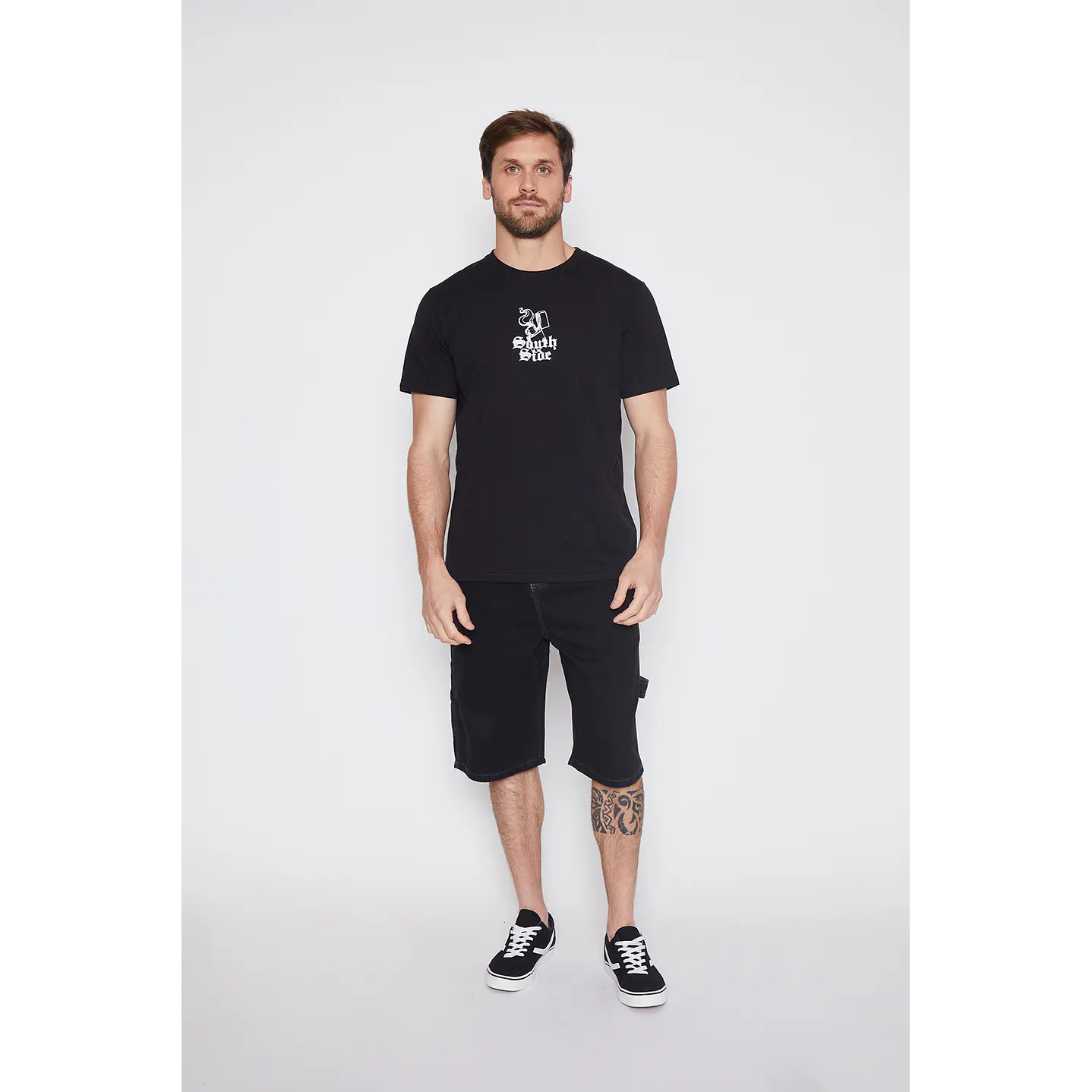 Bermuda Hombre Carpintero Costuras Negro Familyshop 2