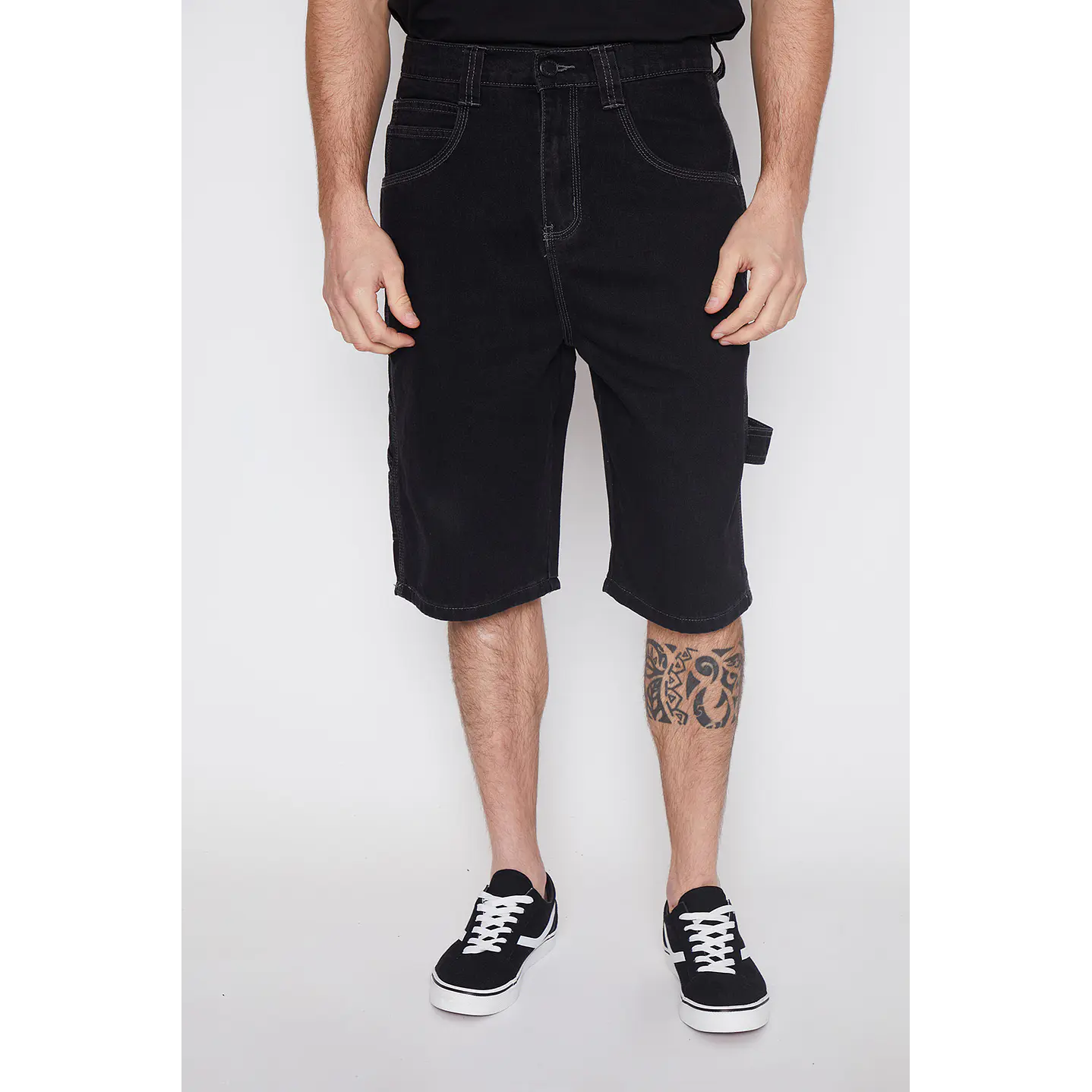 Bermuda Hombre Carpintero Costuras Negro Familyshop 1