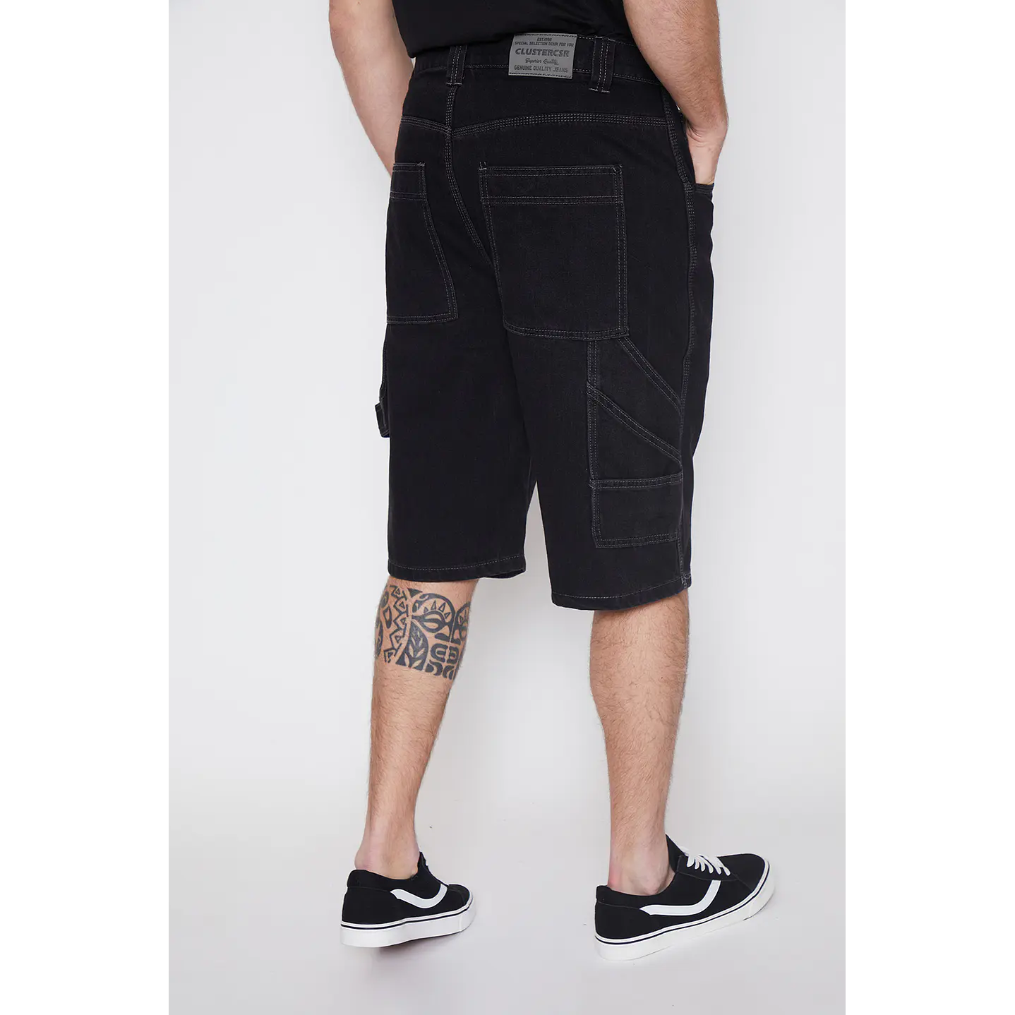 Bermuda Hombre Carpintero Costuras Negro Familyshop 3