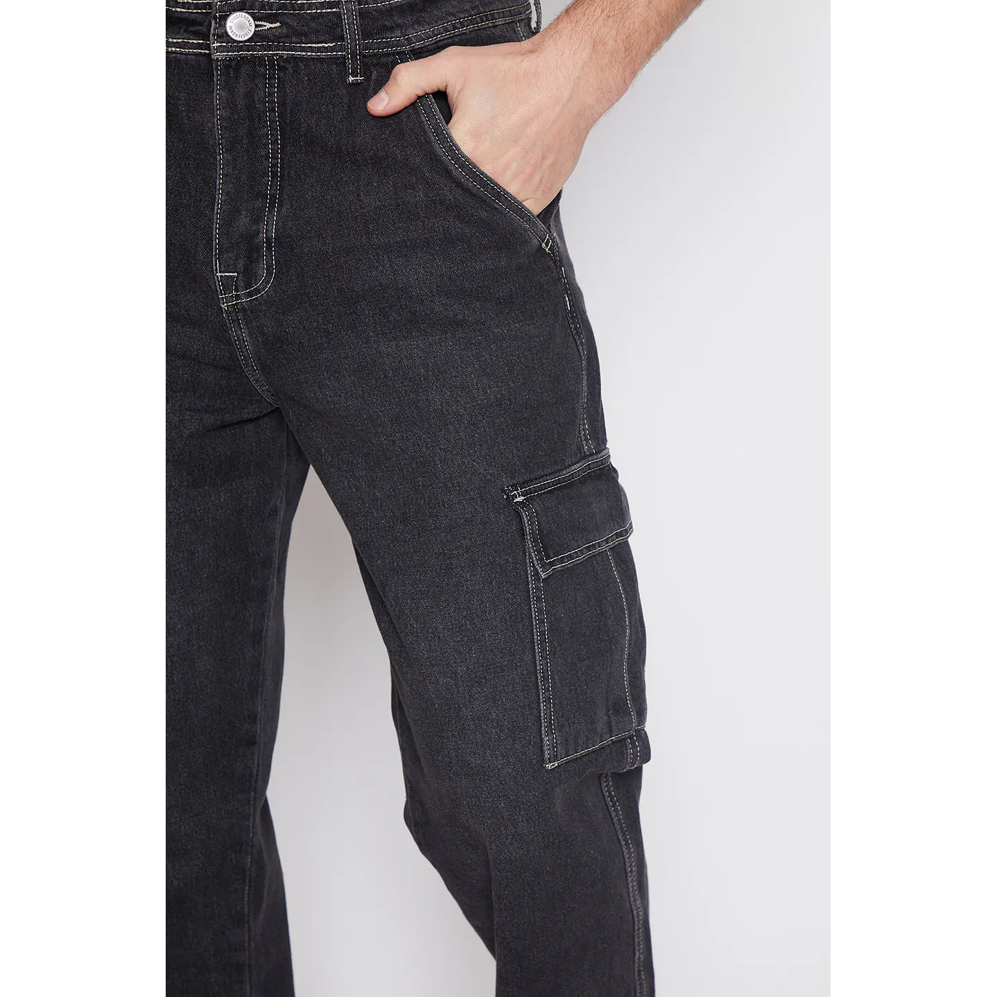 Jeans Cargo Ajustable Hombre Negro Familyshop 3