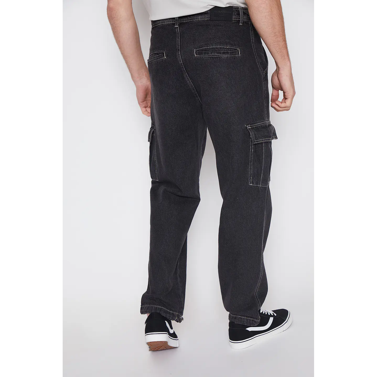 Jeans Cargo Ajustable Hombre Negro Familyshop 4