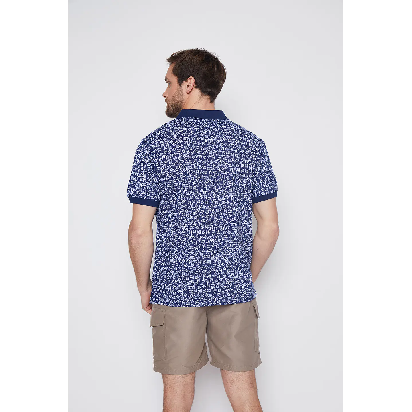 Polera Pique Hombre Full Flor Azul Familyshop 3