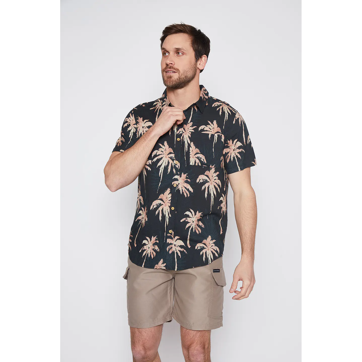 Camisa Hombre Palmeras Beige Familyshop 1