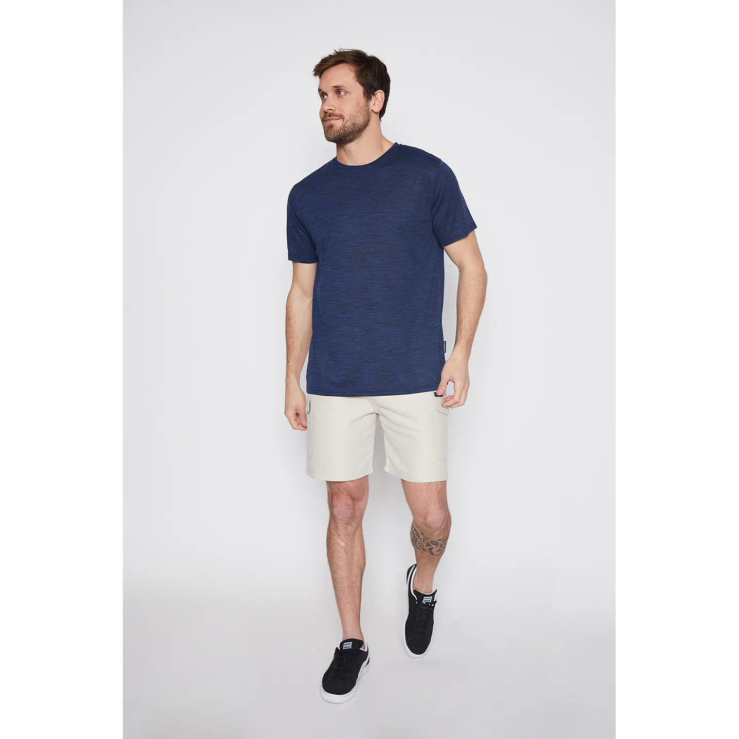 Polera Hombre Basic Melange Azul Familyshop 2