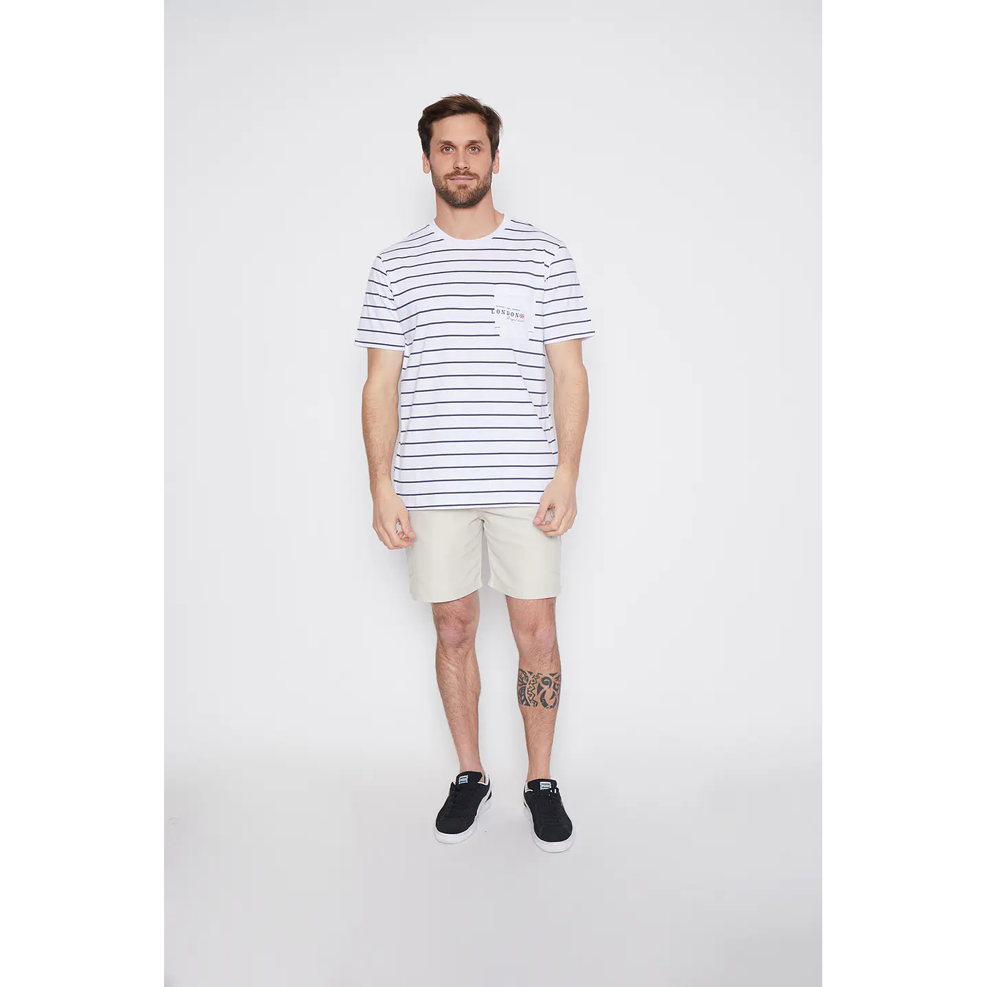 Polera Hombre Rayas Blanco Familyshop 2