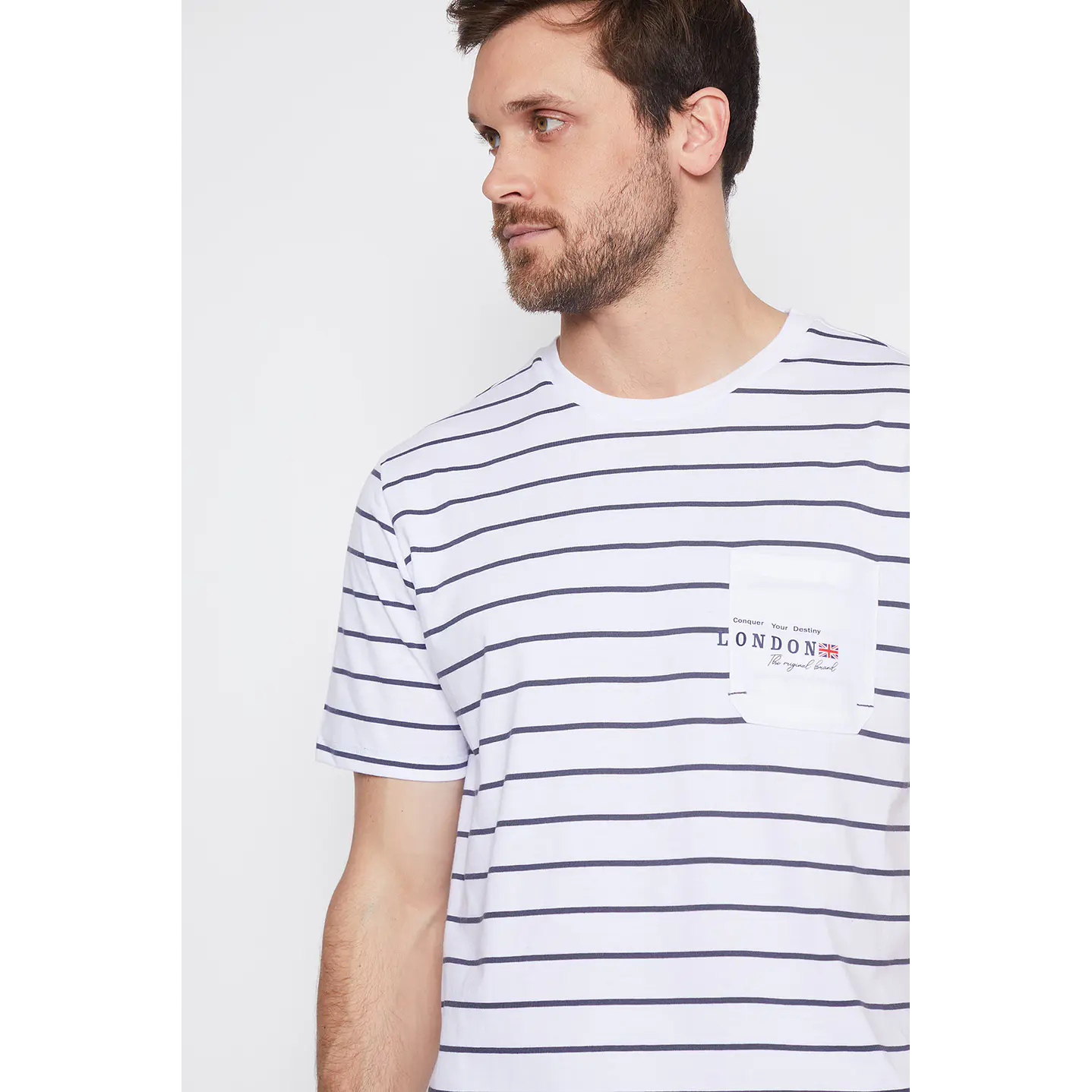 Polera Hombre Rayas Blanco Familyshop 3
