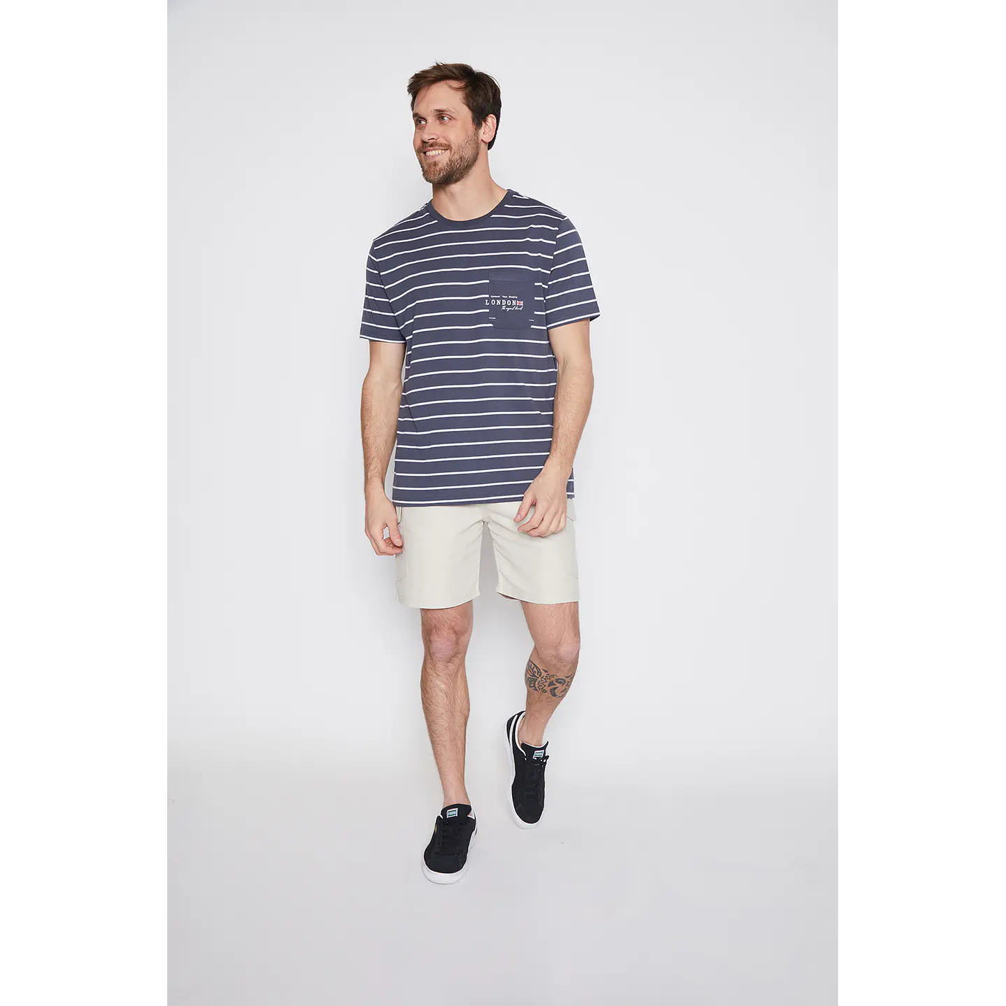 Polera Hombre Rayas London Azul Familyshop 2