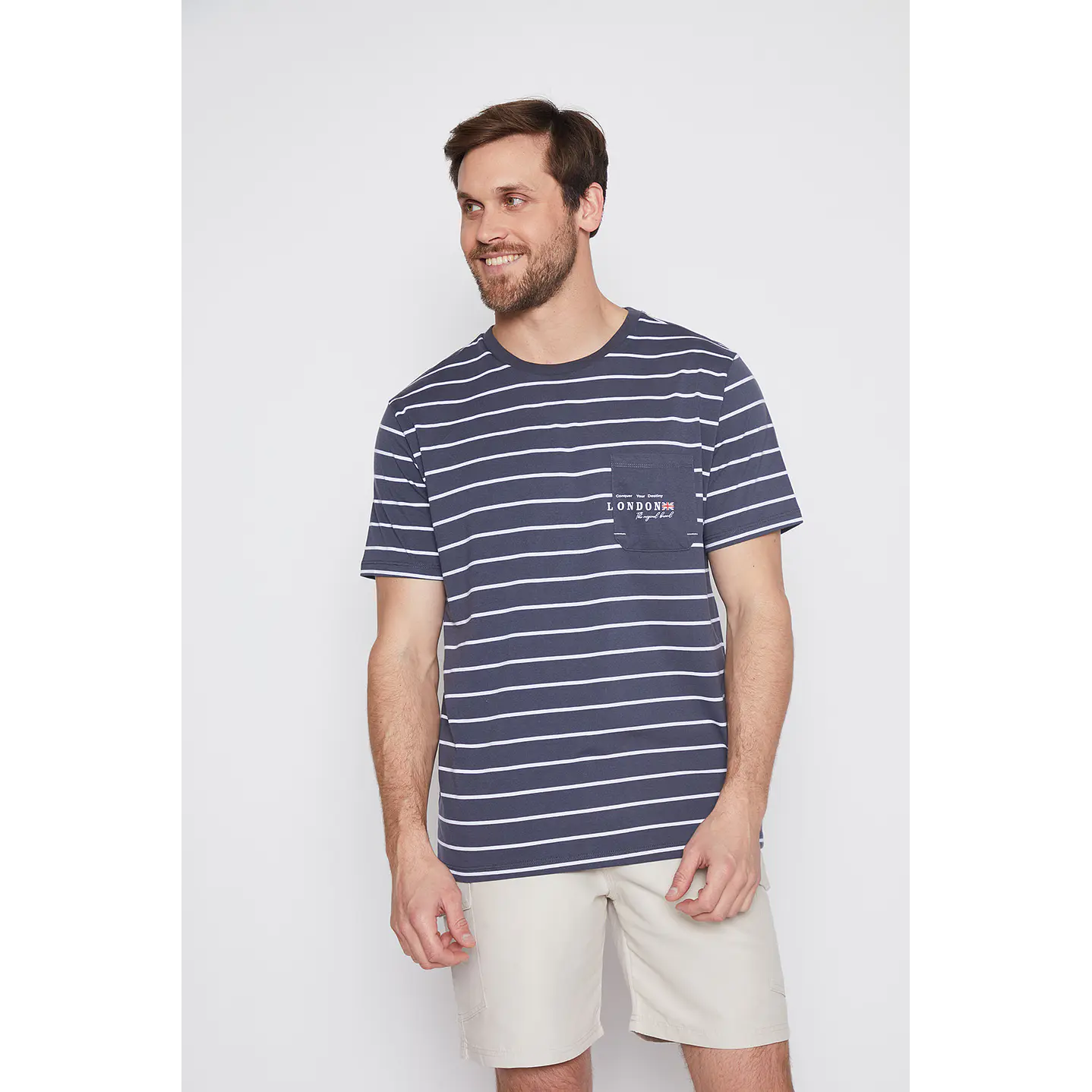Polera Hombre Rayas London Azul Familyshop 1
