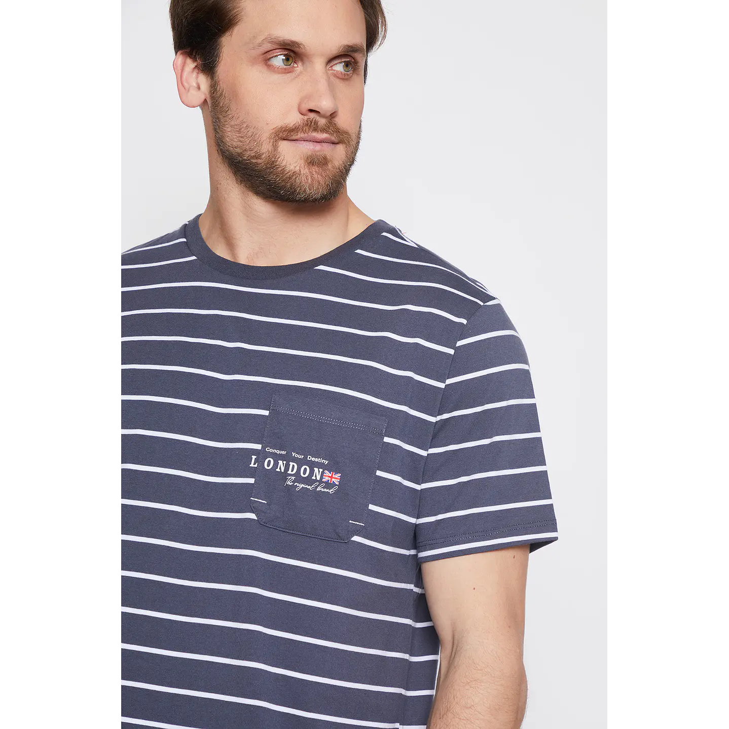 Polera Hombre Rayas London Azul Familyshop 4
