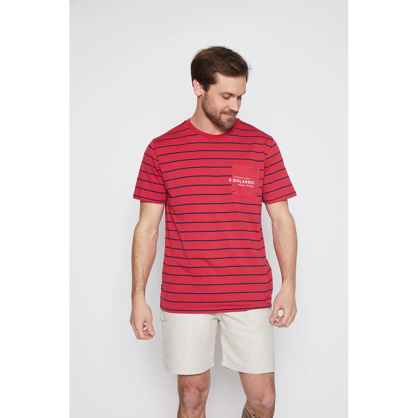 Polera Hombre Rayas Rojo Familyshop 1