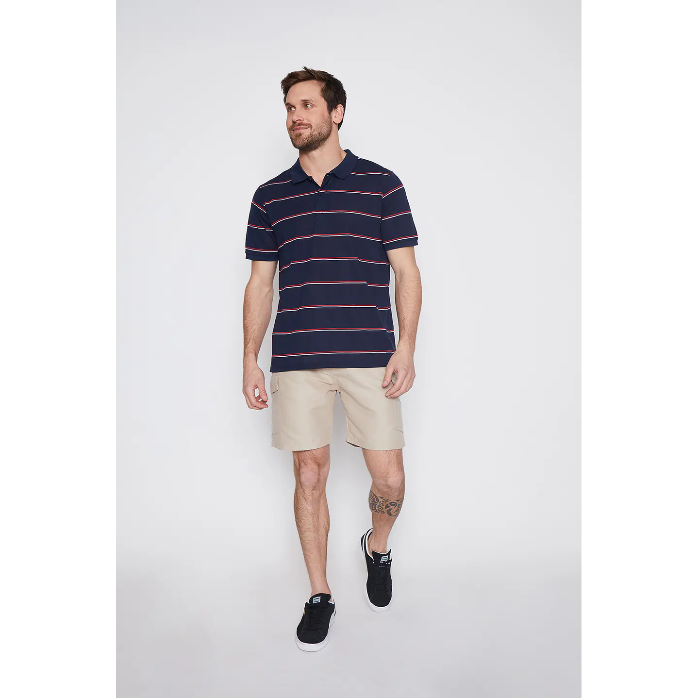Polera Hombre Basic Rayas Azul Familyshop 2