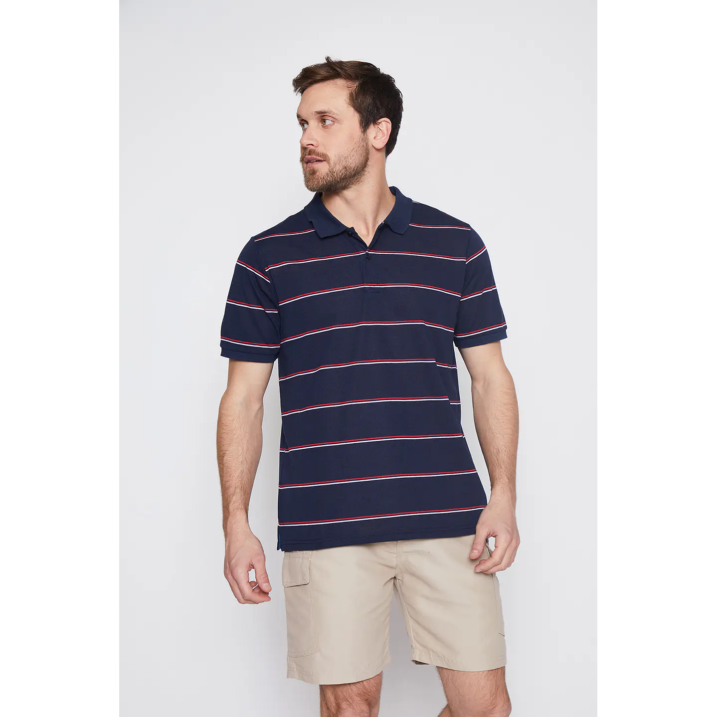 Polera Hombre Basic Rayas Azul Familyshop 1