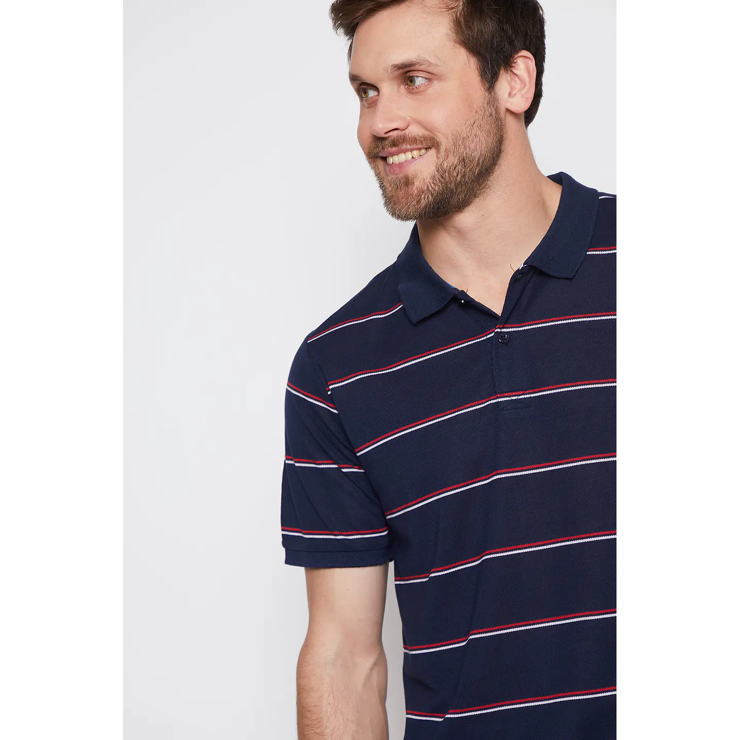 Polera Hombre Basic Rayas Azul Familyshop 4