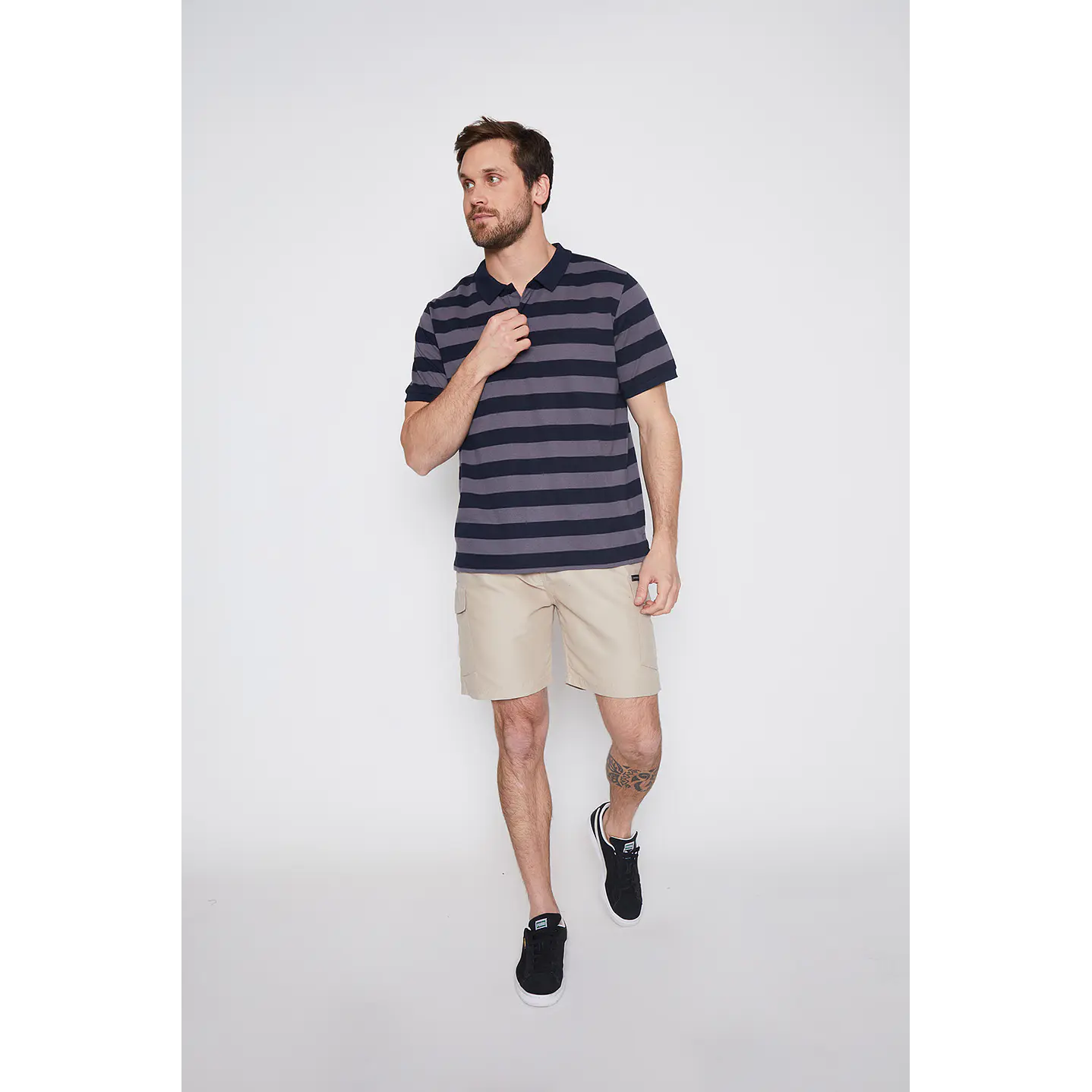 Polera Hombre Basic Rayas Gris Familyshop 2
