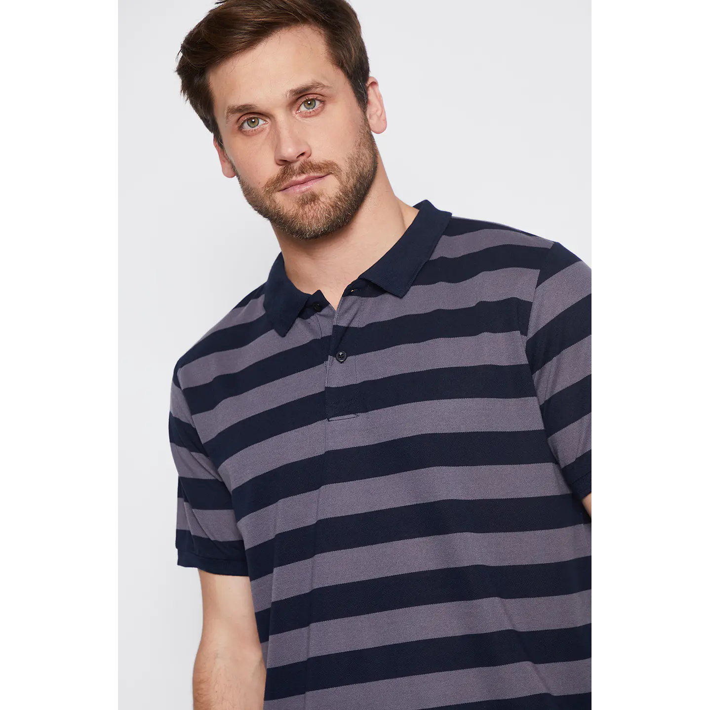 Polera Hombre Basic Rayas Gris Familyshop 4