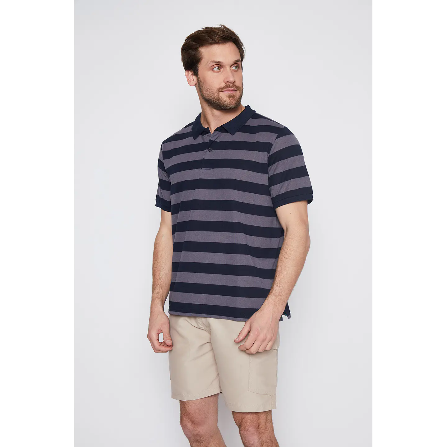 Polera Hombre Basic Rayas Gris Familyshop 1