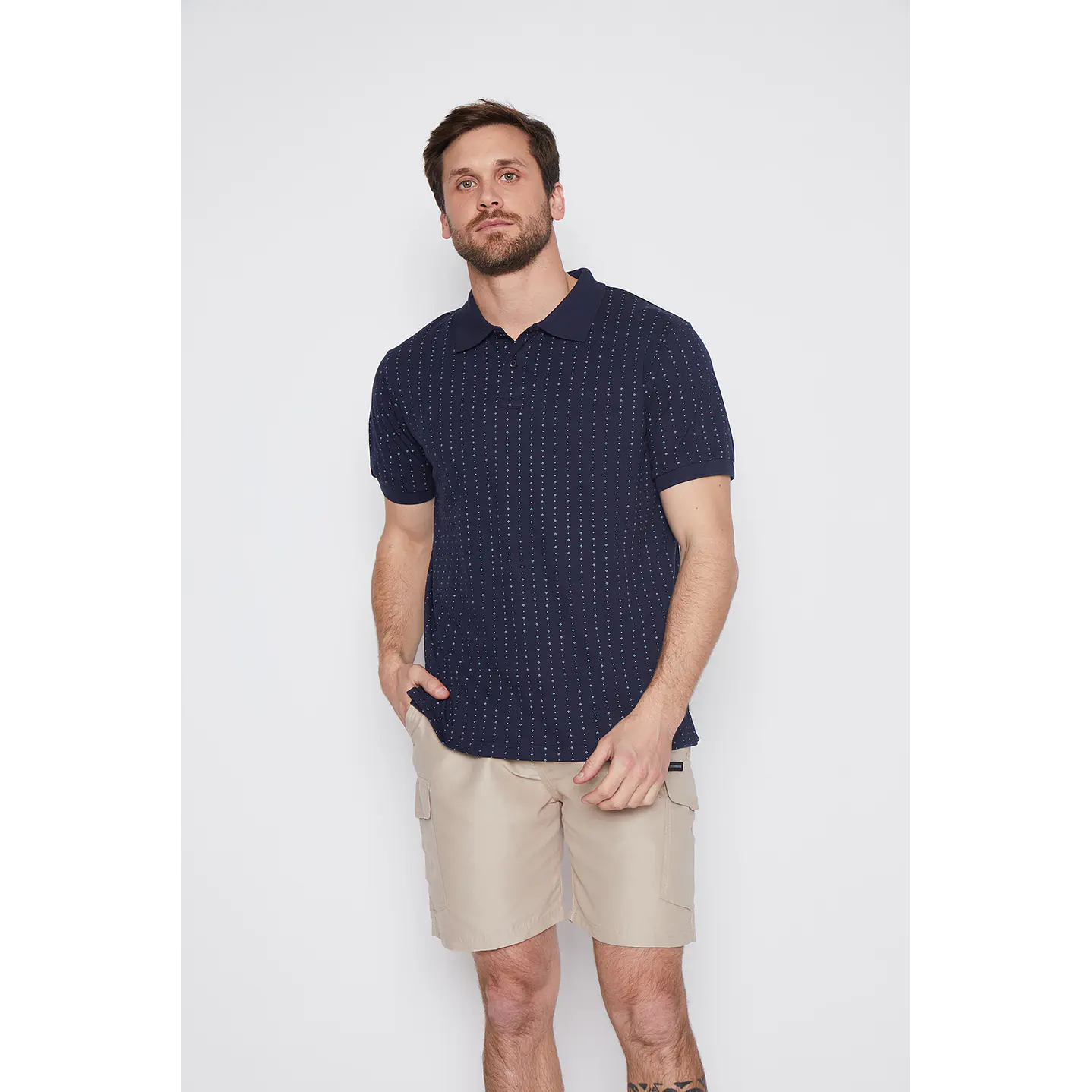 Polera Hombre Pique Punto Azul Familyshop 1
