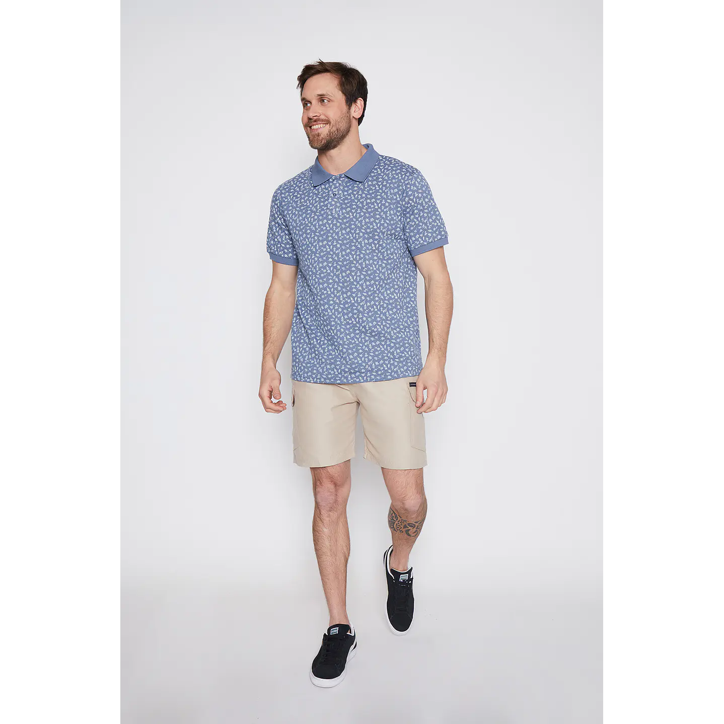 Polera Hombre Full Flor Azul Familyshop 2