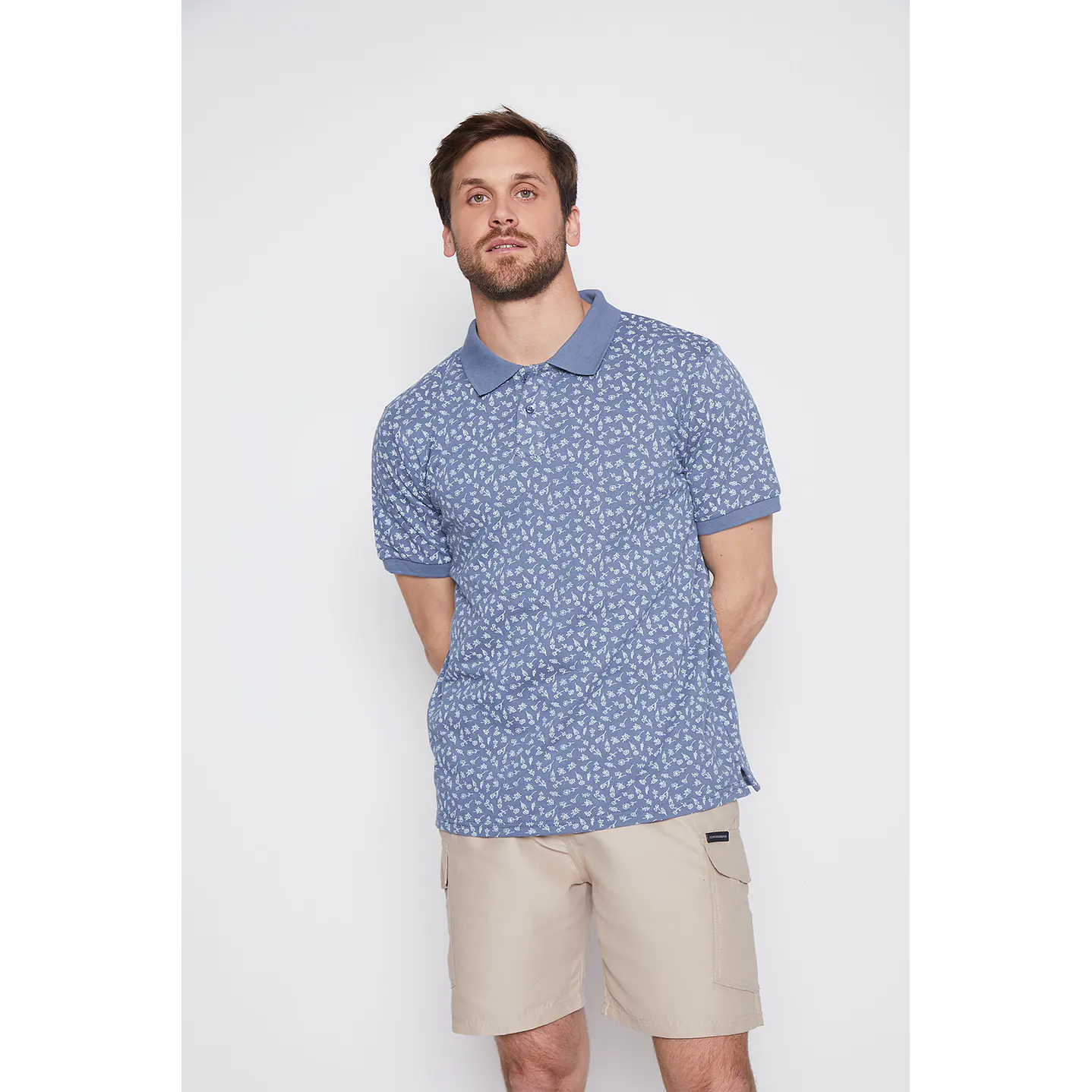Polera Hombre Full Flor Azul Familyshop 1