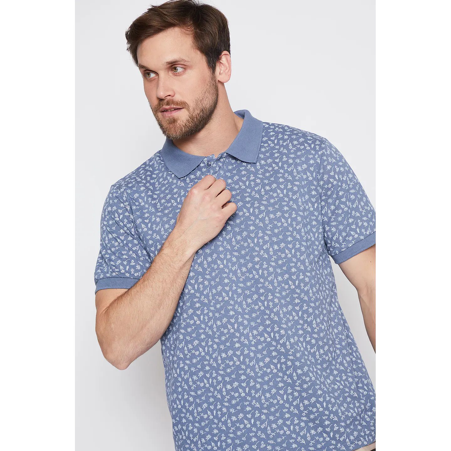 Polera Hombre Full Flor Azul Familyshop 4
