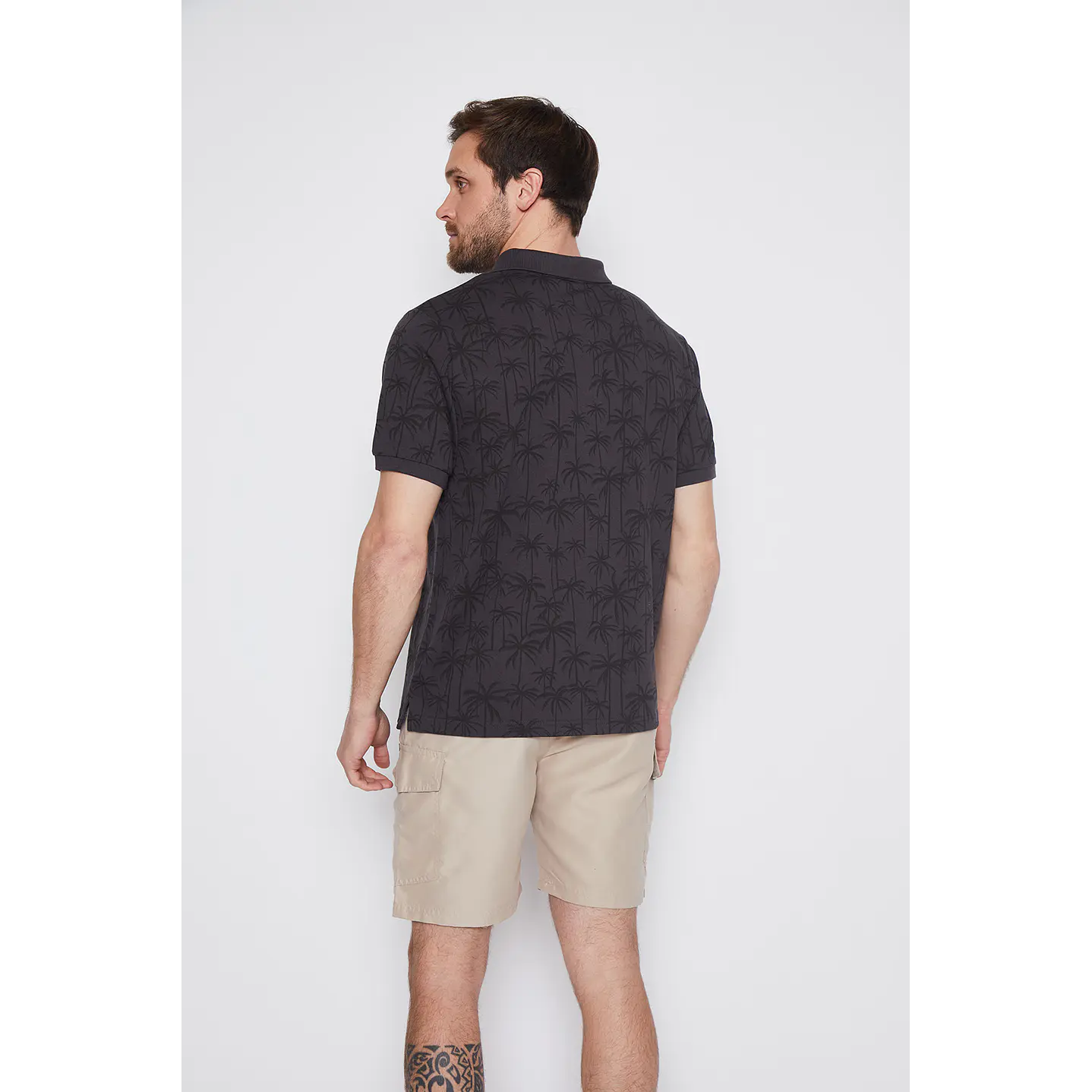 Polera Hombre Full Palmeras Gris Familyshop 3