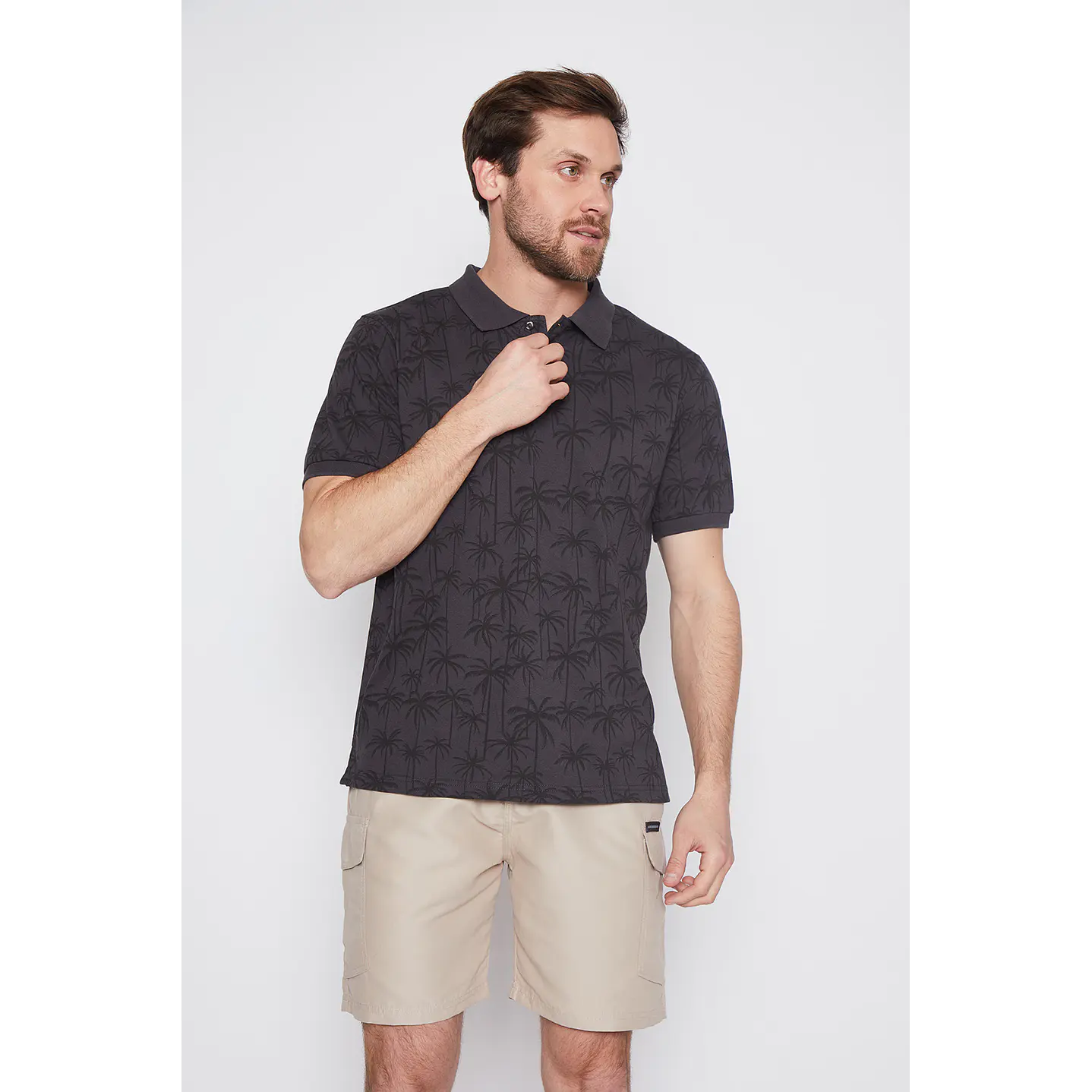 Polera Hombre Full Palmeras Gris Familyshop 1