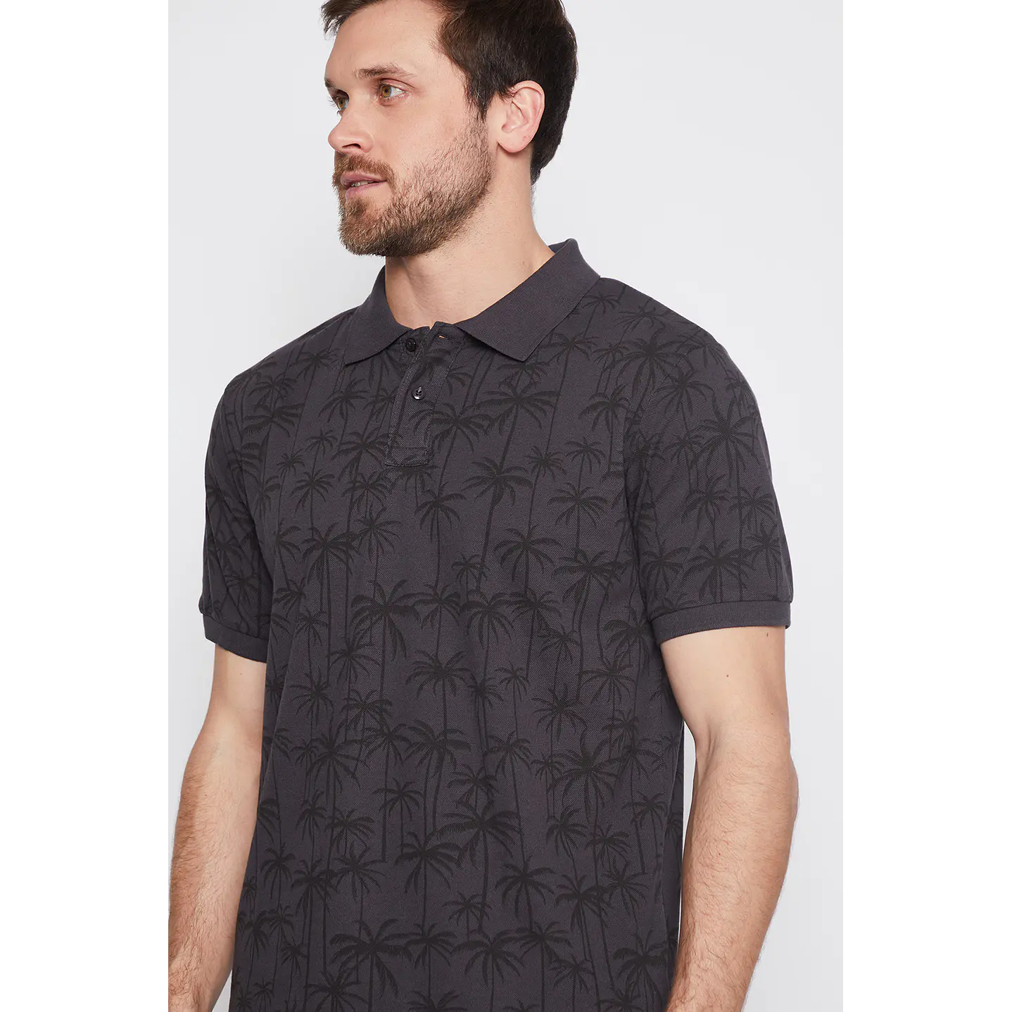 Polera Hombre Full Palmeras Gris Familyshop 4