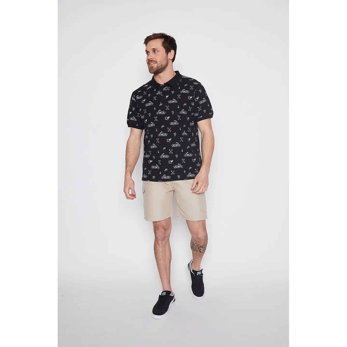 Polera Pique Hombre Full Motos Negro Familyshop 2