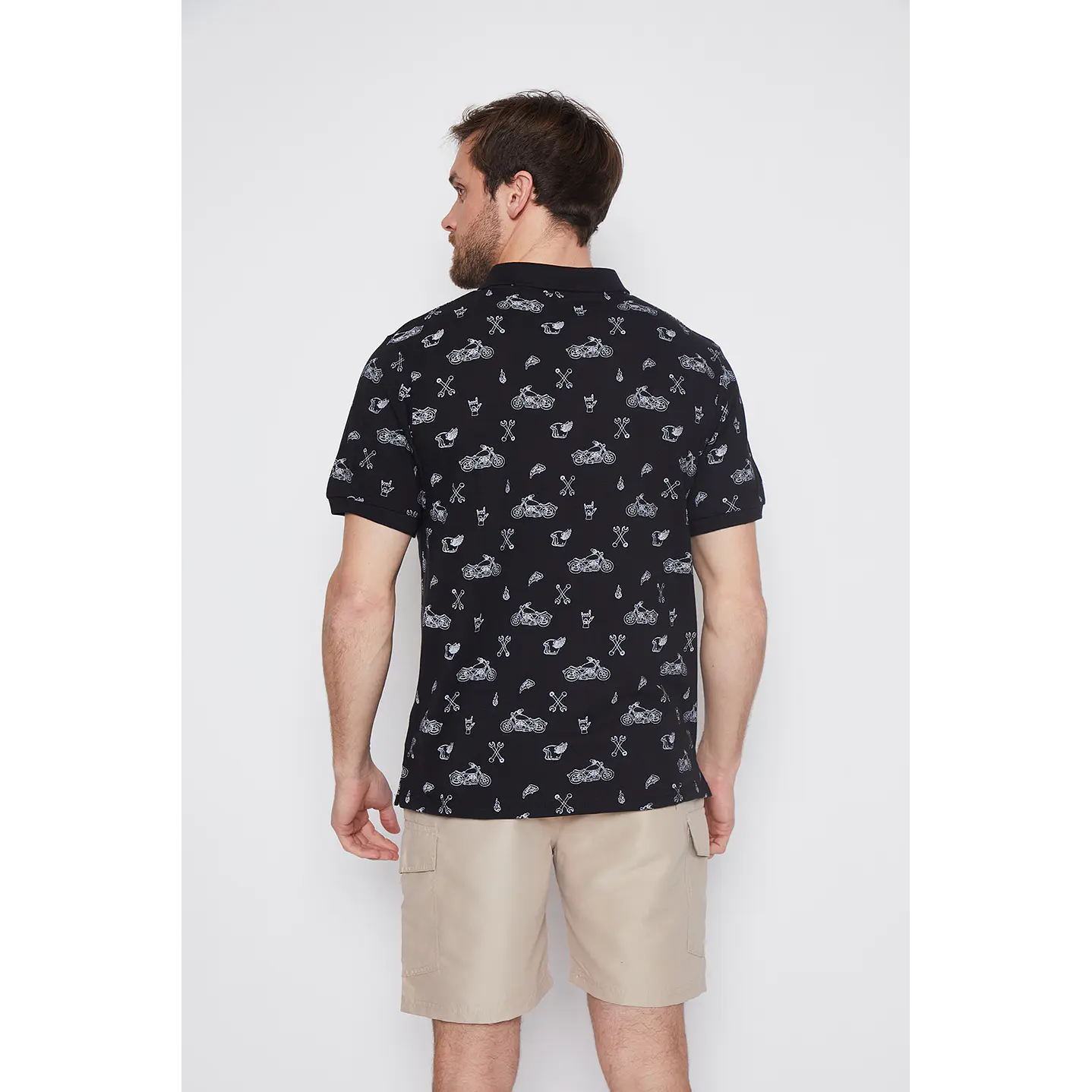 Polera Pique Hombre Full Motos Negro Familyshop 4