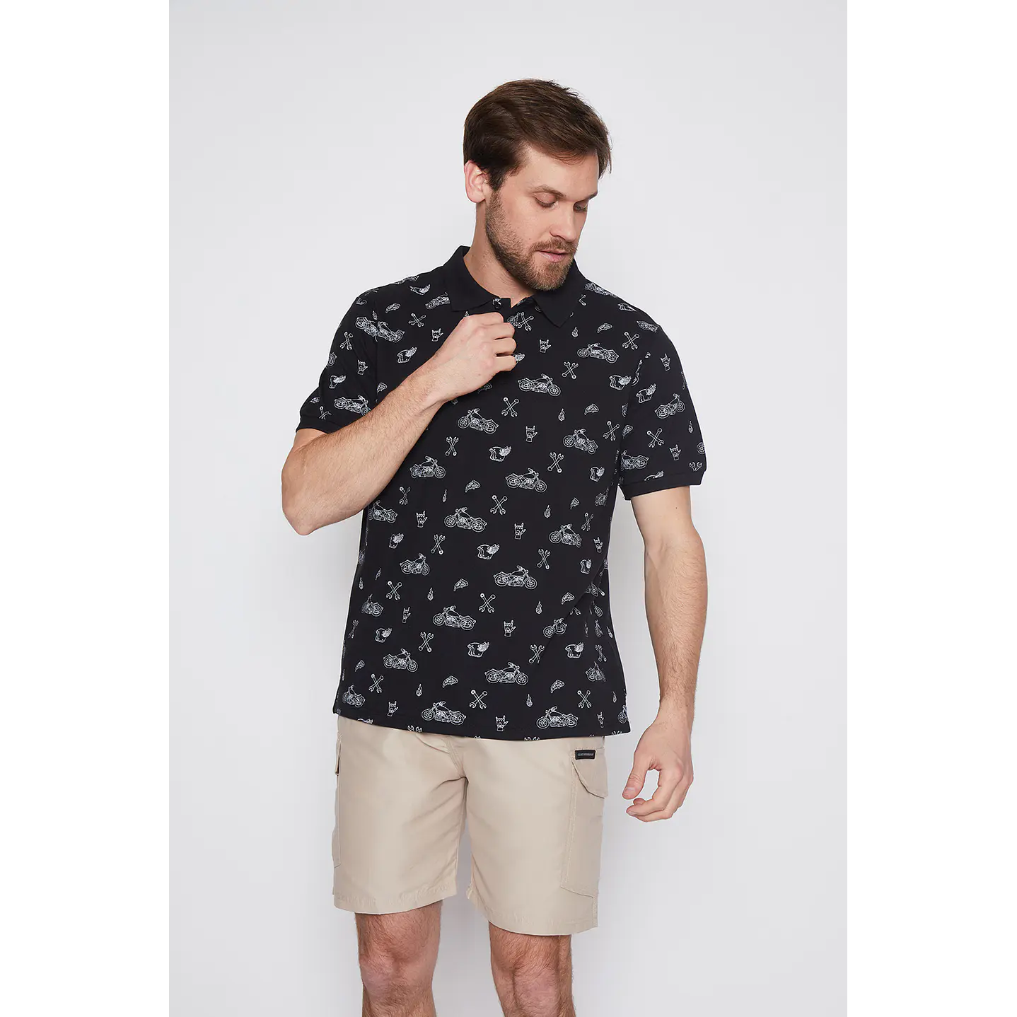 Polera Pique Hombre Full Motos Negro Familyshop 1