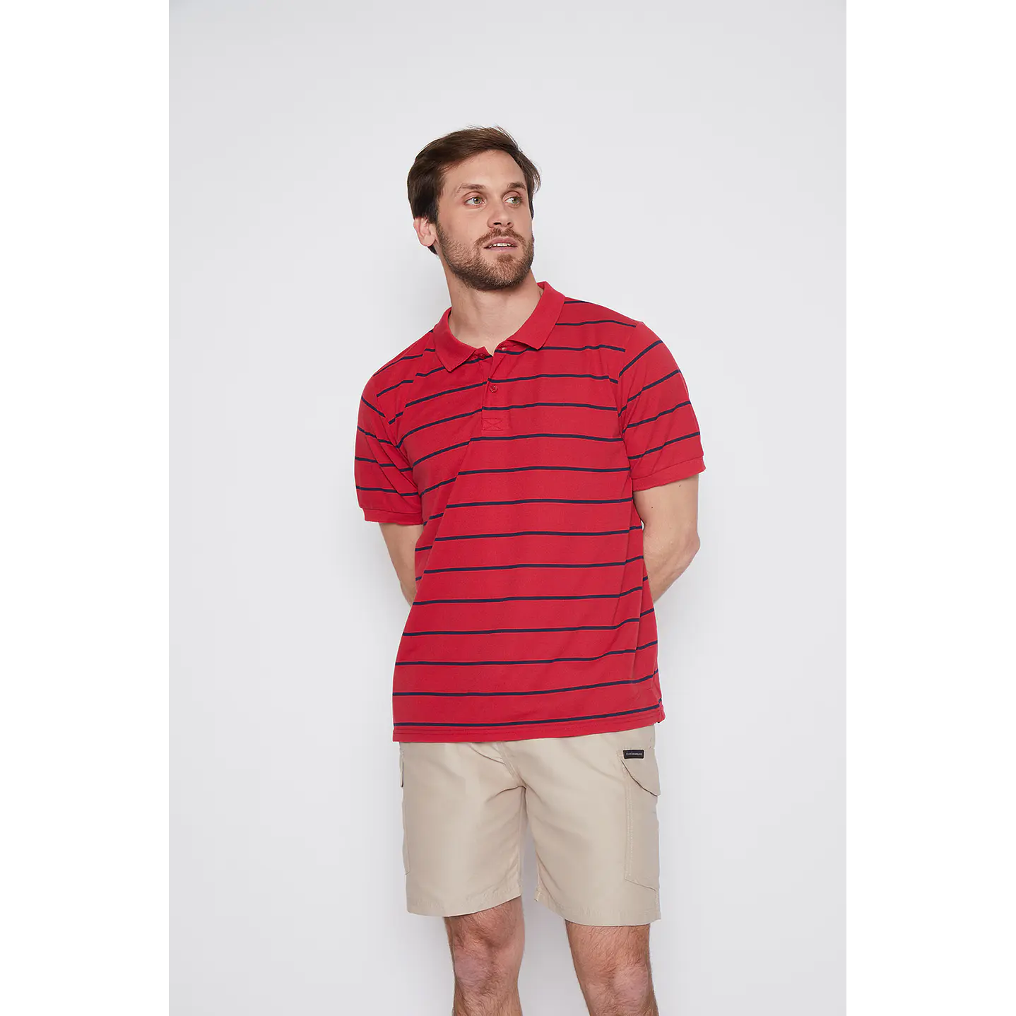 Polera Hombre Basic Rayas Rojo Familyshop 1