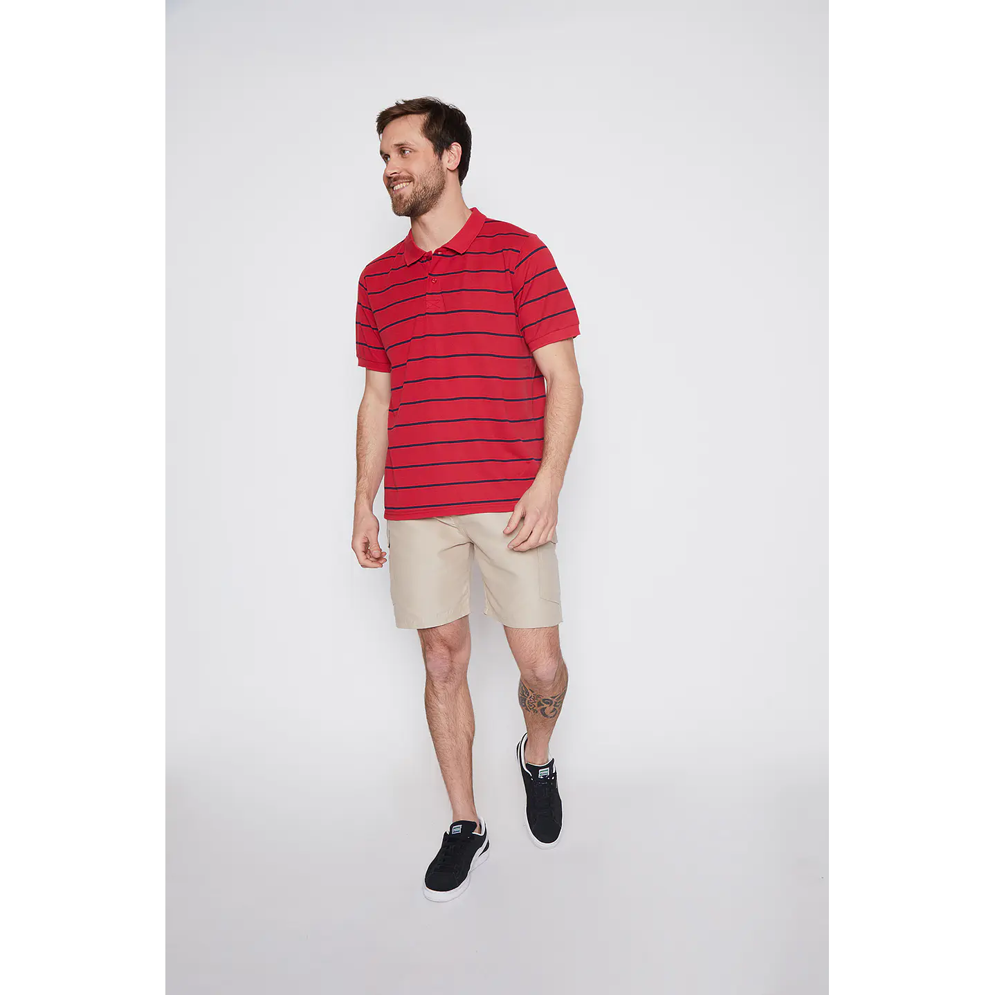 Polera Hombre Basic Rayas Rojo Familyshop 2