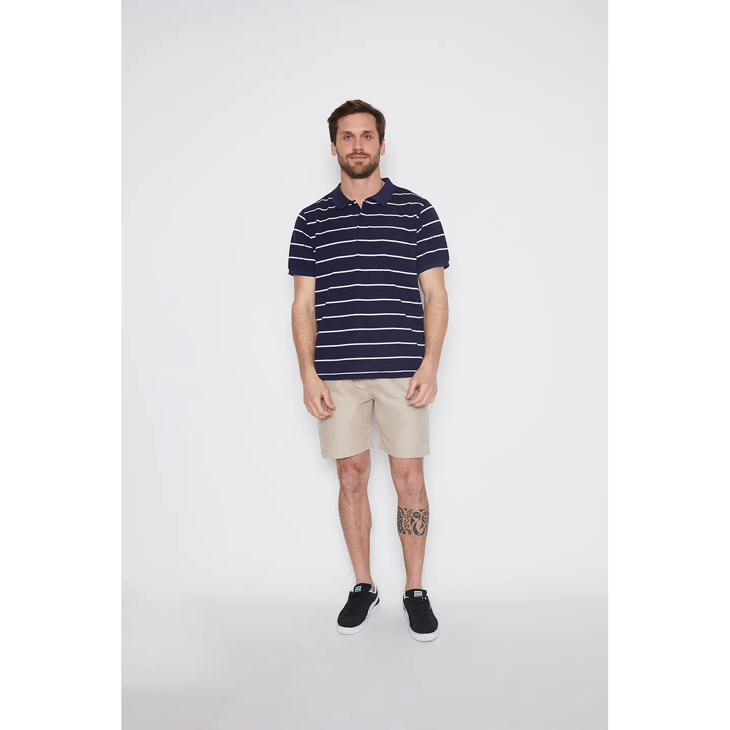 Polera Hombre Basic Lineas Rayas Azul Familyshop 1