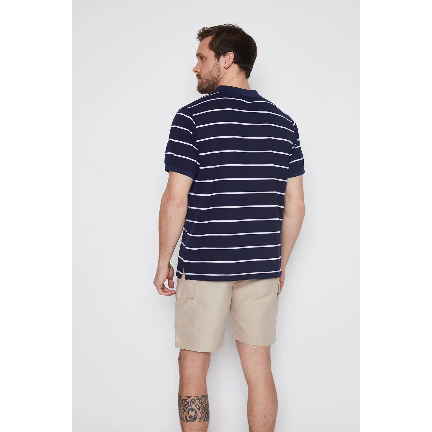 Polera Hombre Basic Lineas Rayas Azul Familyshop 2