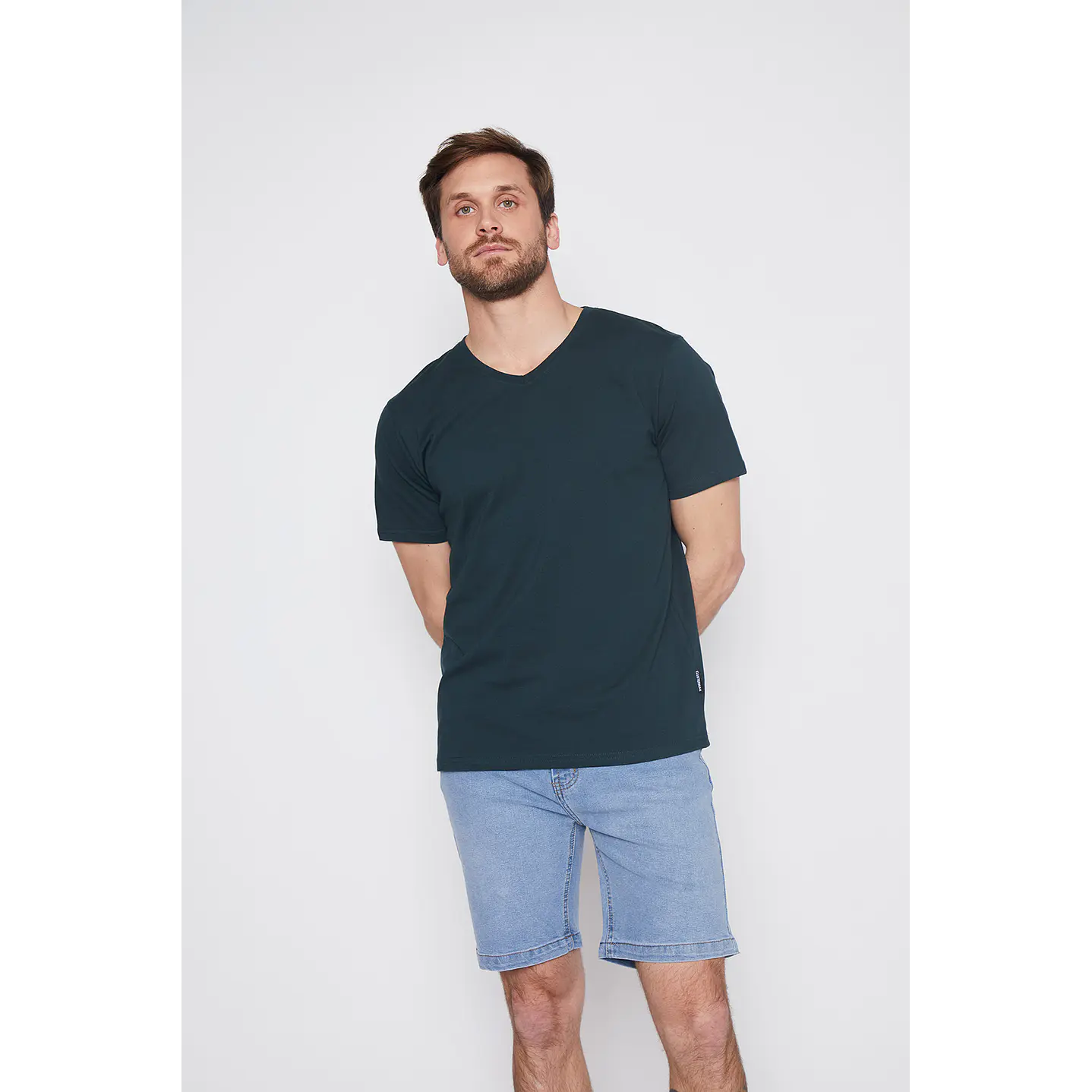 Polera Hombre Cuello V Verde Familyshop 1