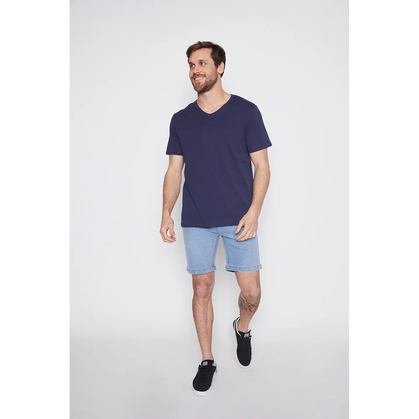 Polera Hombre Cuello V Azul Familyshop 2