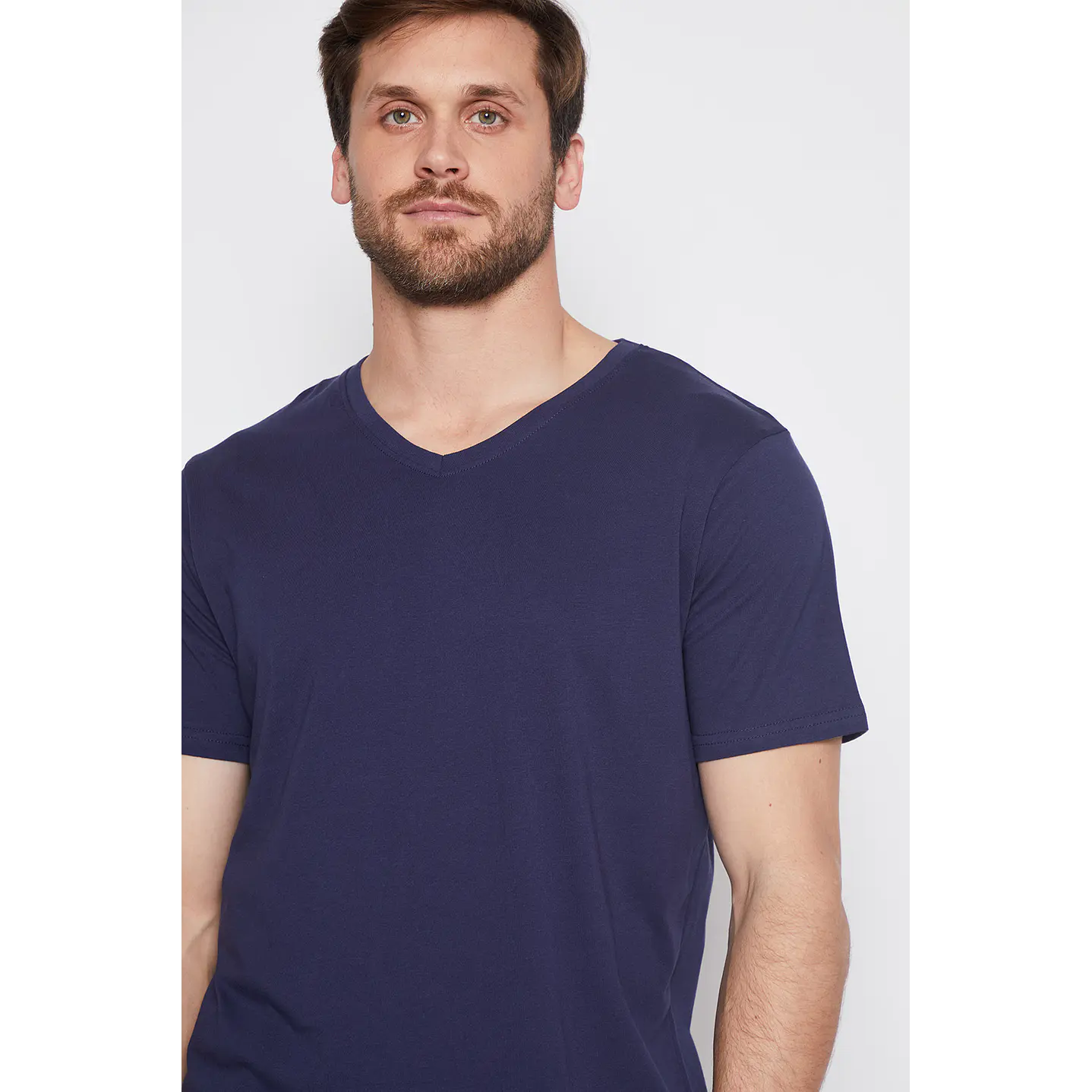 Polera Hombre Cuello V Azul Familyshop 4