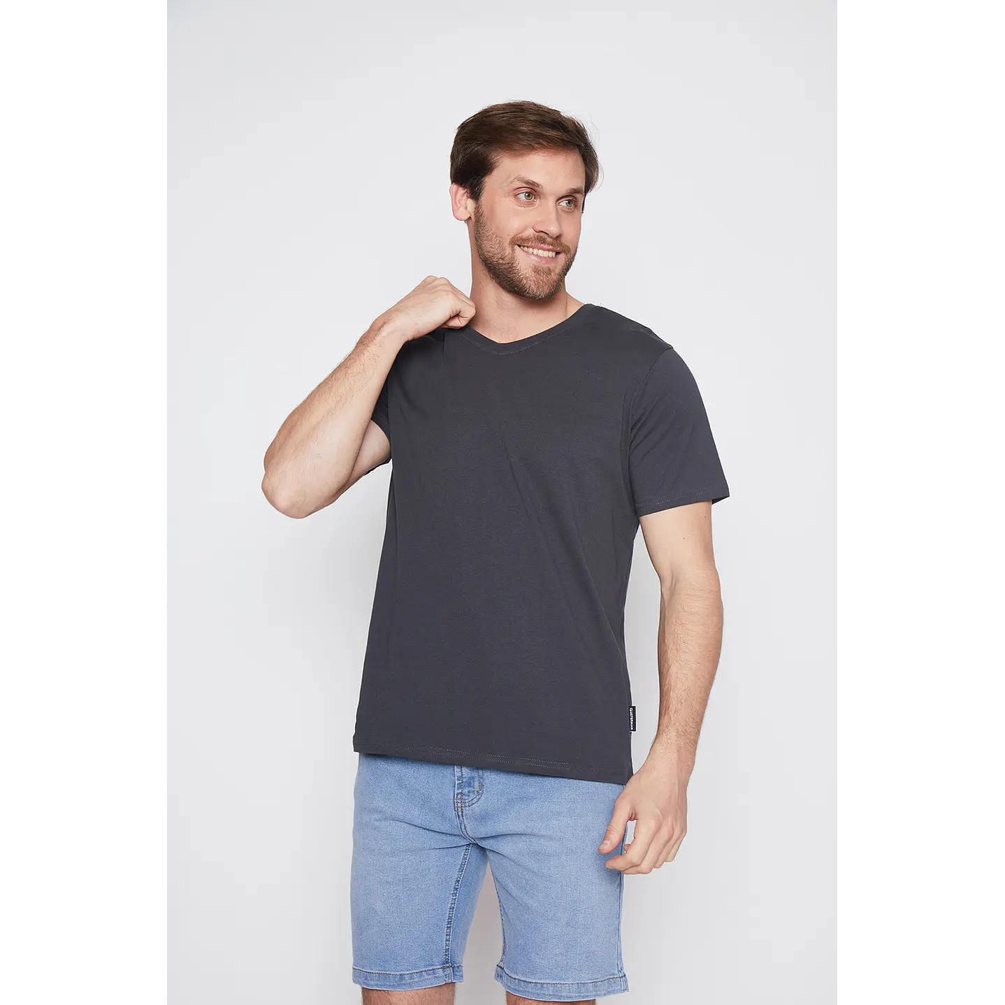 Polera Hombre Cuello V Acero Familyshop 1